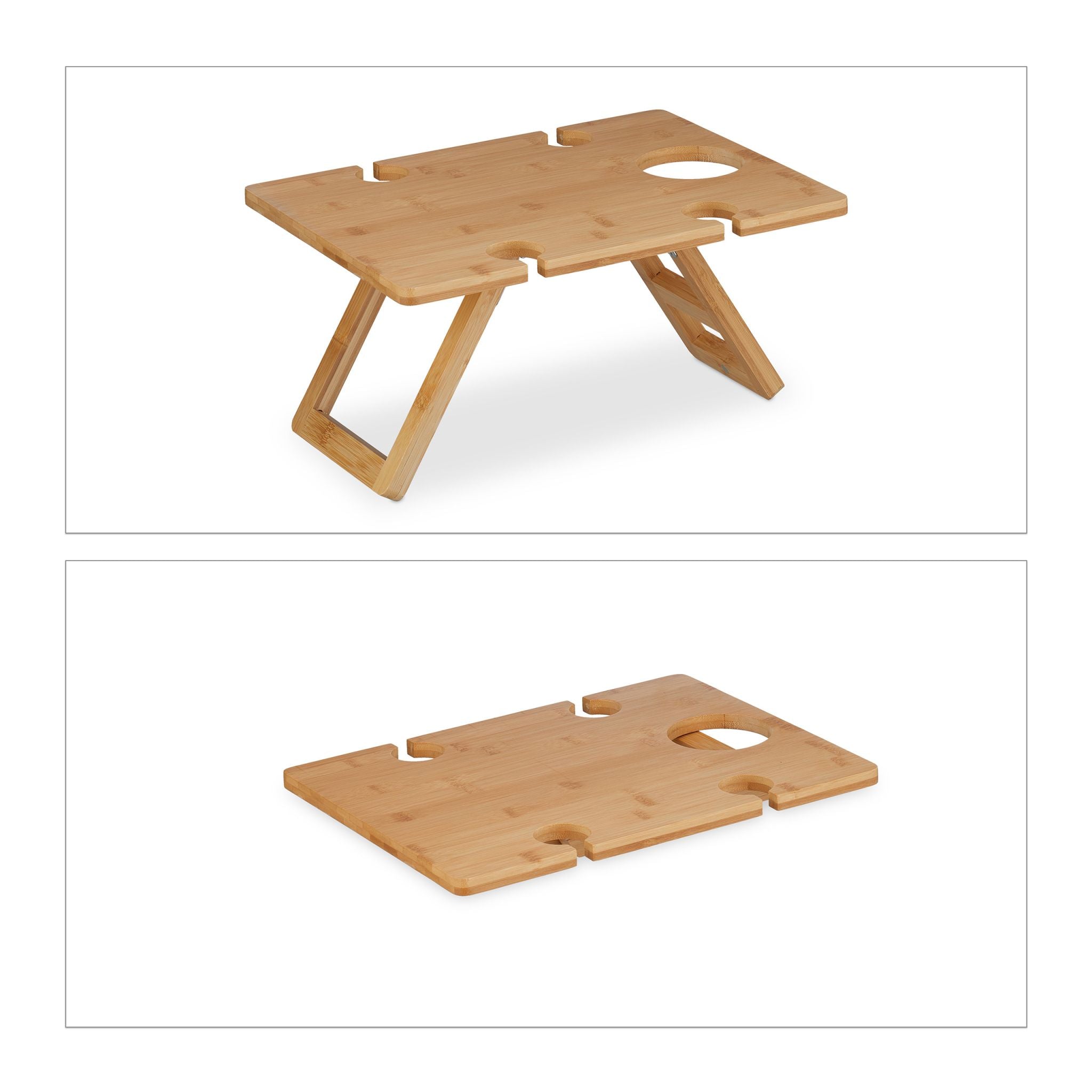 Eckiger Picknick Weintisch Bambus Hellbraun