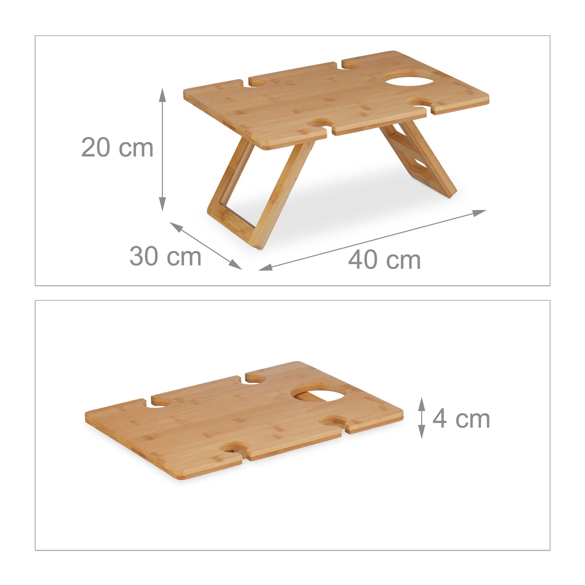Eckiger Picknick Weintisch Bambus Hellbraun