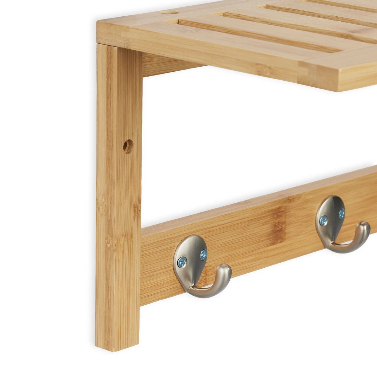 Wandregal mit 3er Hakenleiste Hellbraun-Silber von Relaxdays