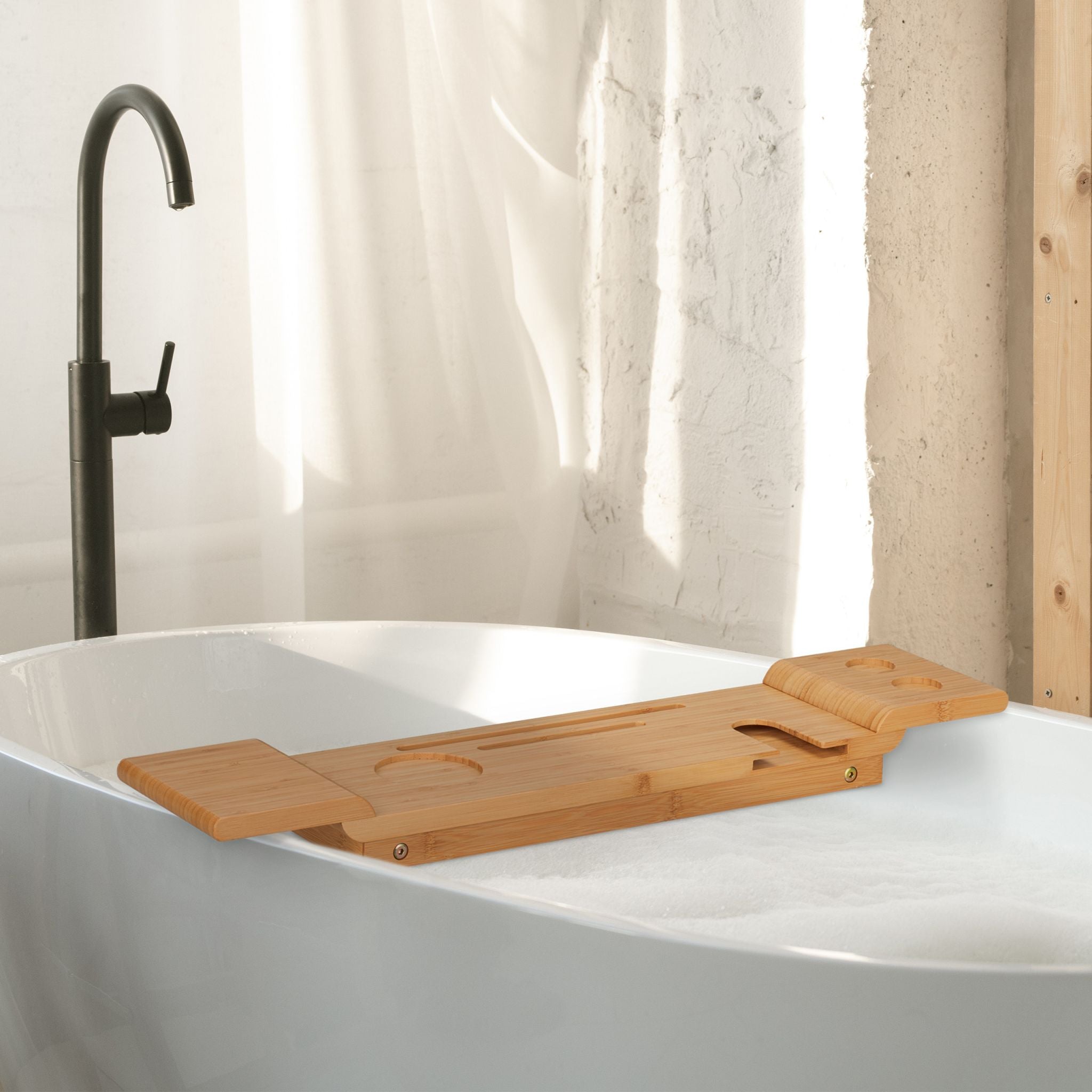Bambus Badewannenablage mit Füssen Hellbraun von Relaxdays