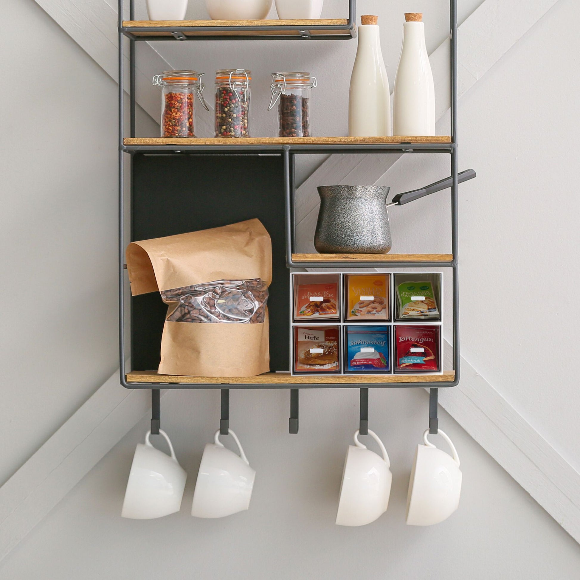 Tee Organizer mit 3 Fächern Weiss-Schwarz-Transparent von Relaxdays