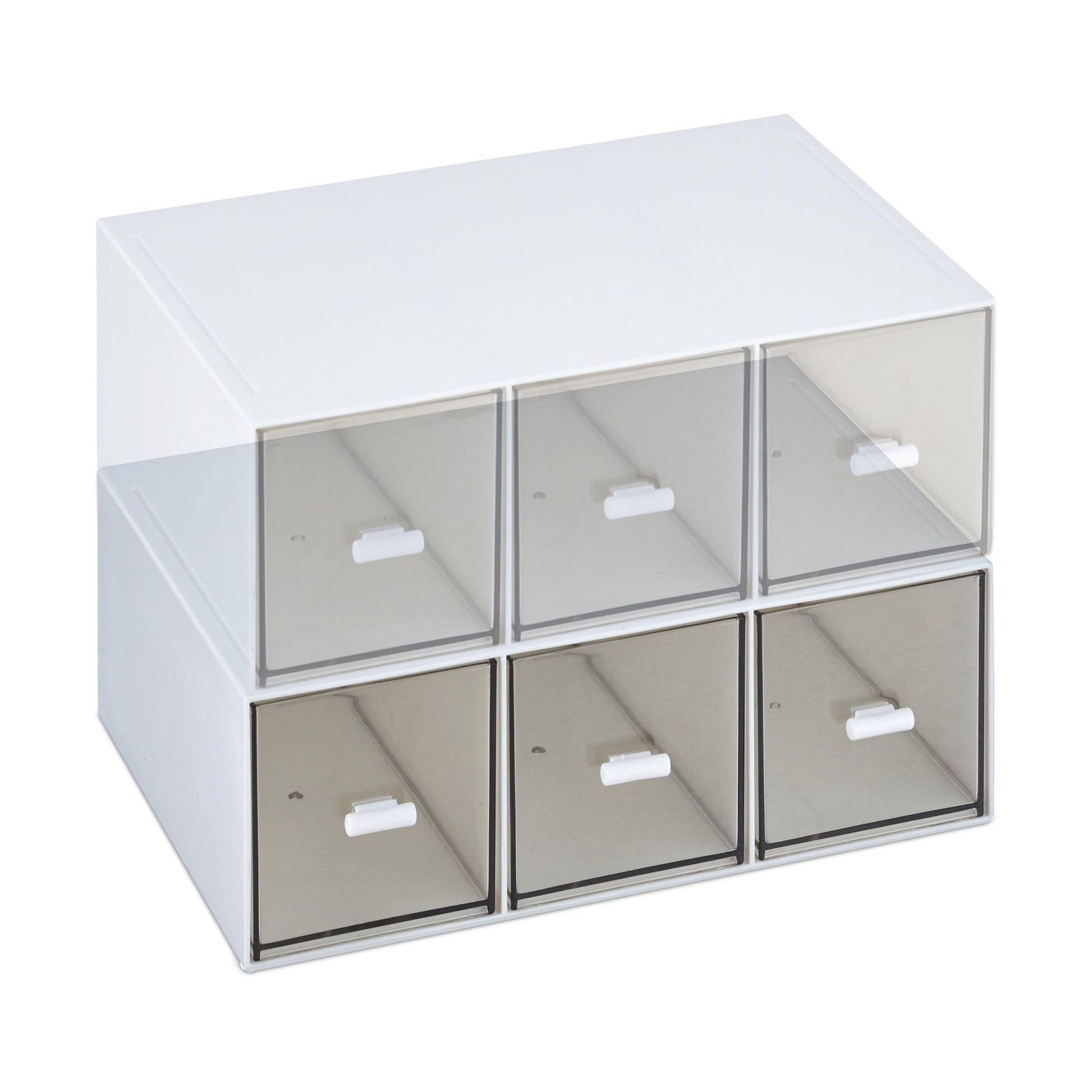 Tee Organizer mit 3 Fächern Weiss-Schwarz-Transparent von Relaxdays