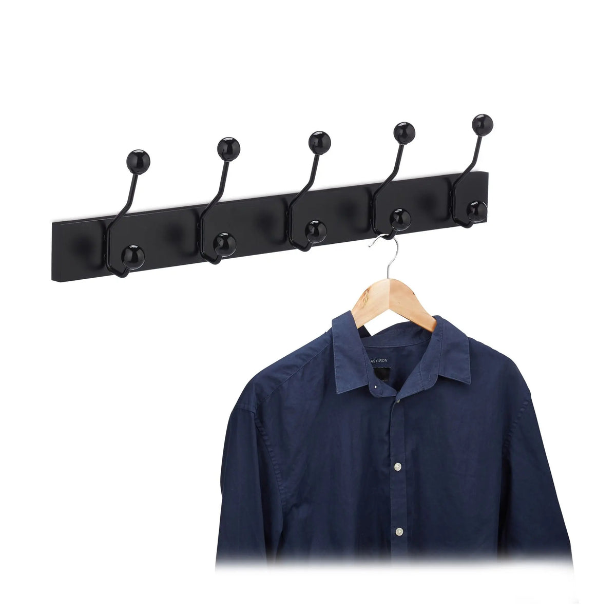 Garderobenleiste mit 5 Haken Schwarz von Relaxdays