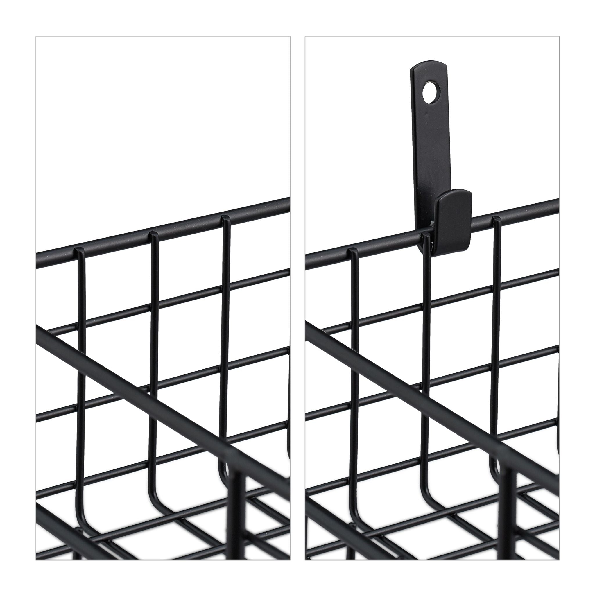 Drahtkorb für die Wand 3er-Set Schwarz