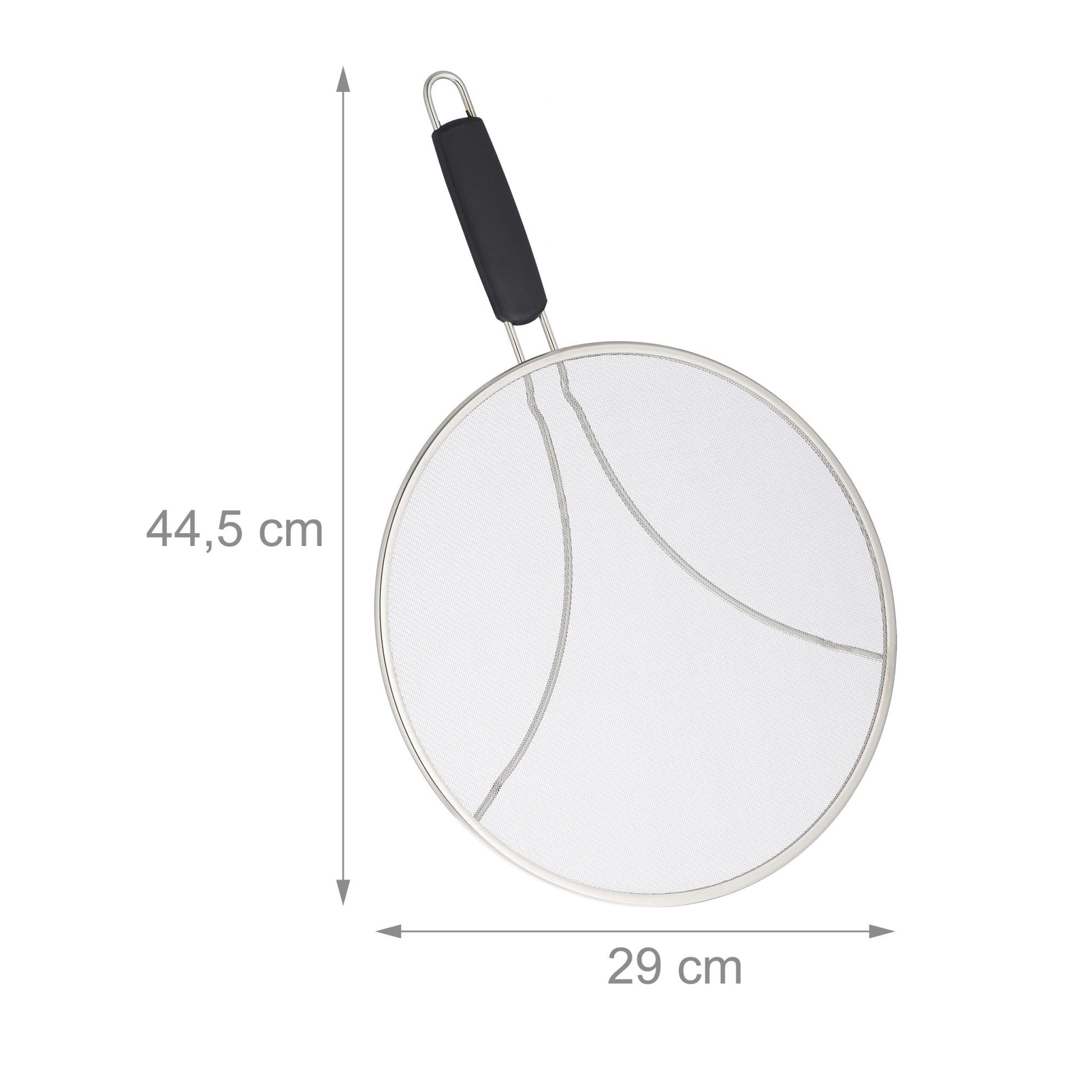 Spritzschutz für Pfannen 29cm Schwarz-Silber von Relaxdays