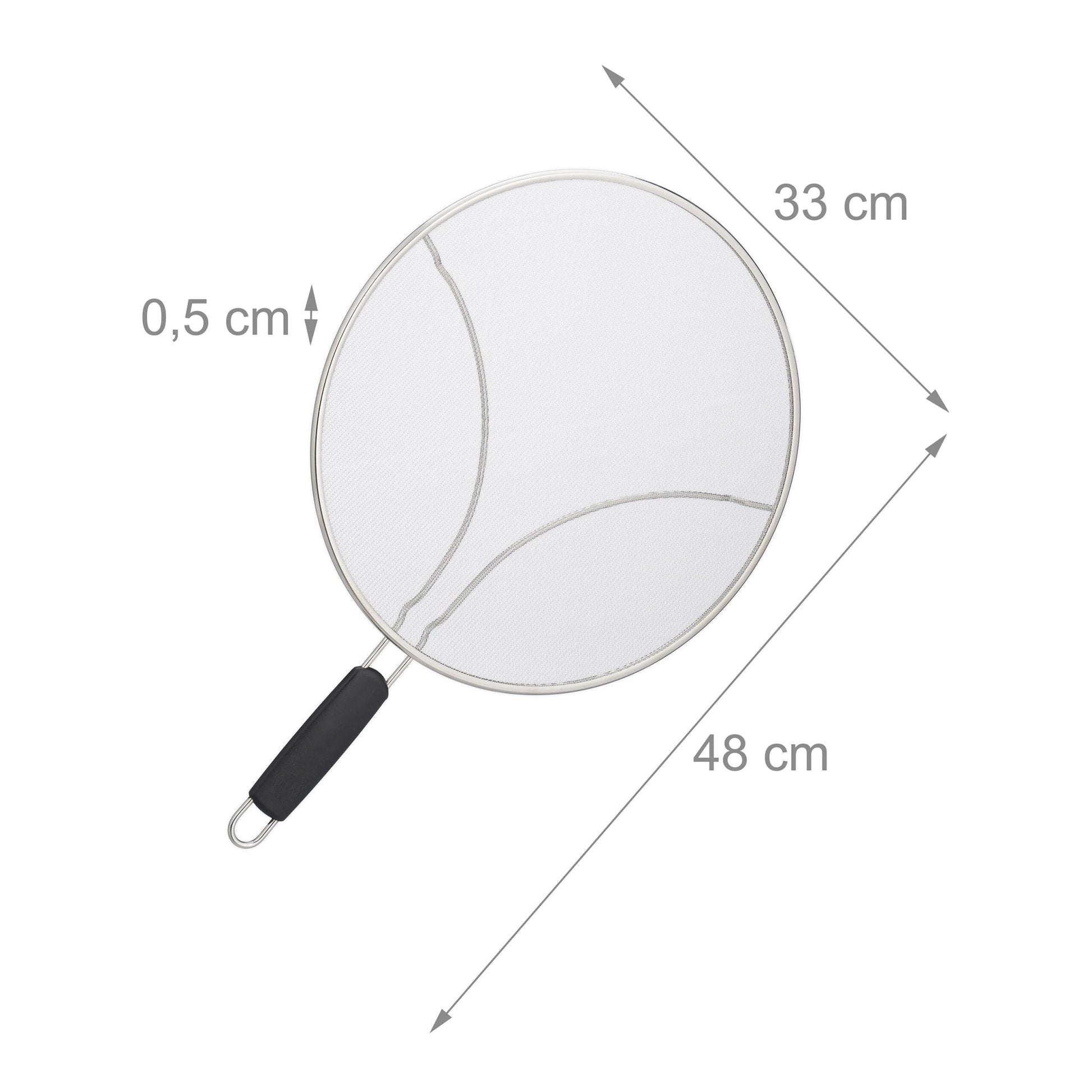 Spritzschutz für Pfannen 33cm Schwarz-Silber von Relaxdays