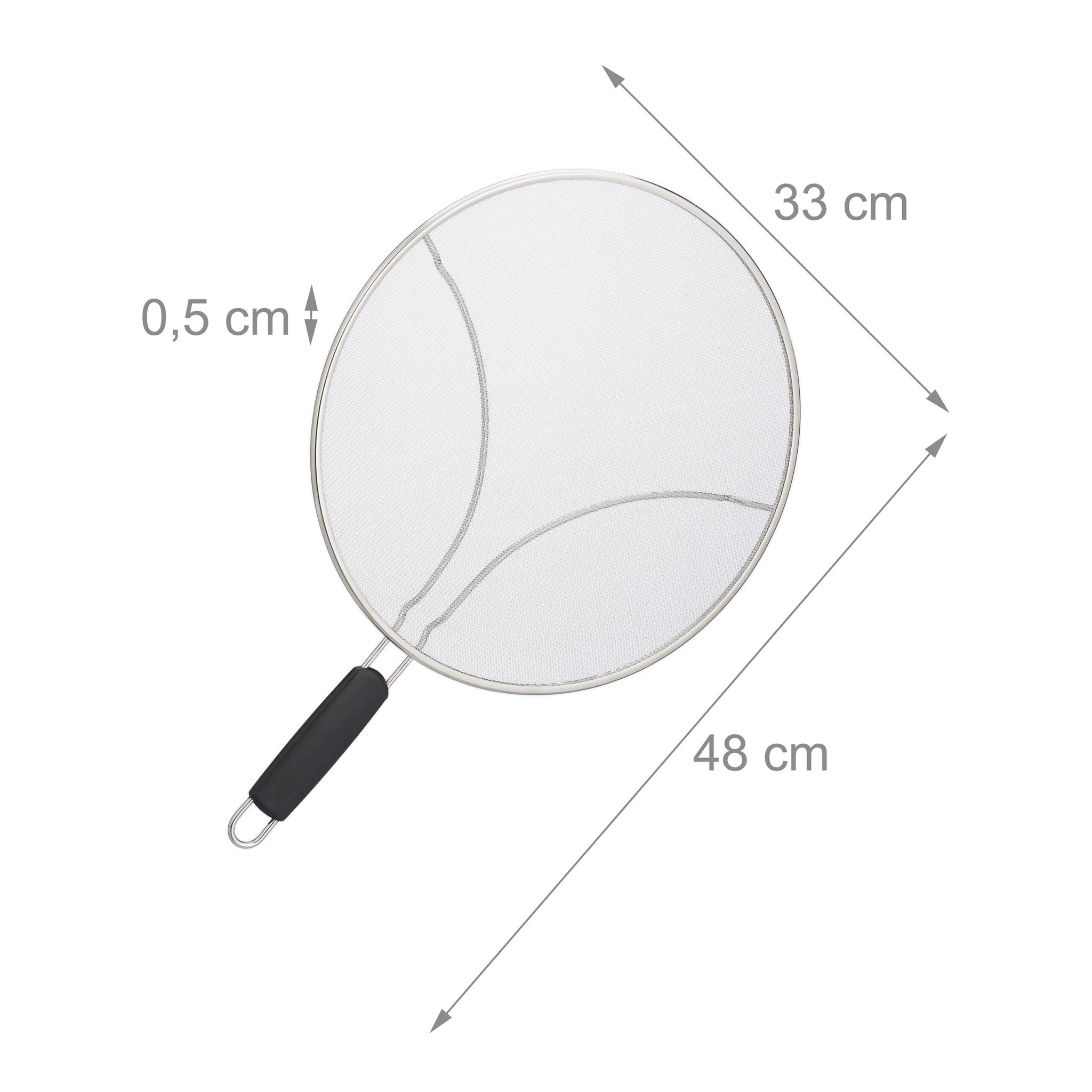 Spritzschutz für Pfannen 33cm Schwarz-Silber von Relaxdays