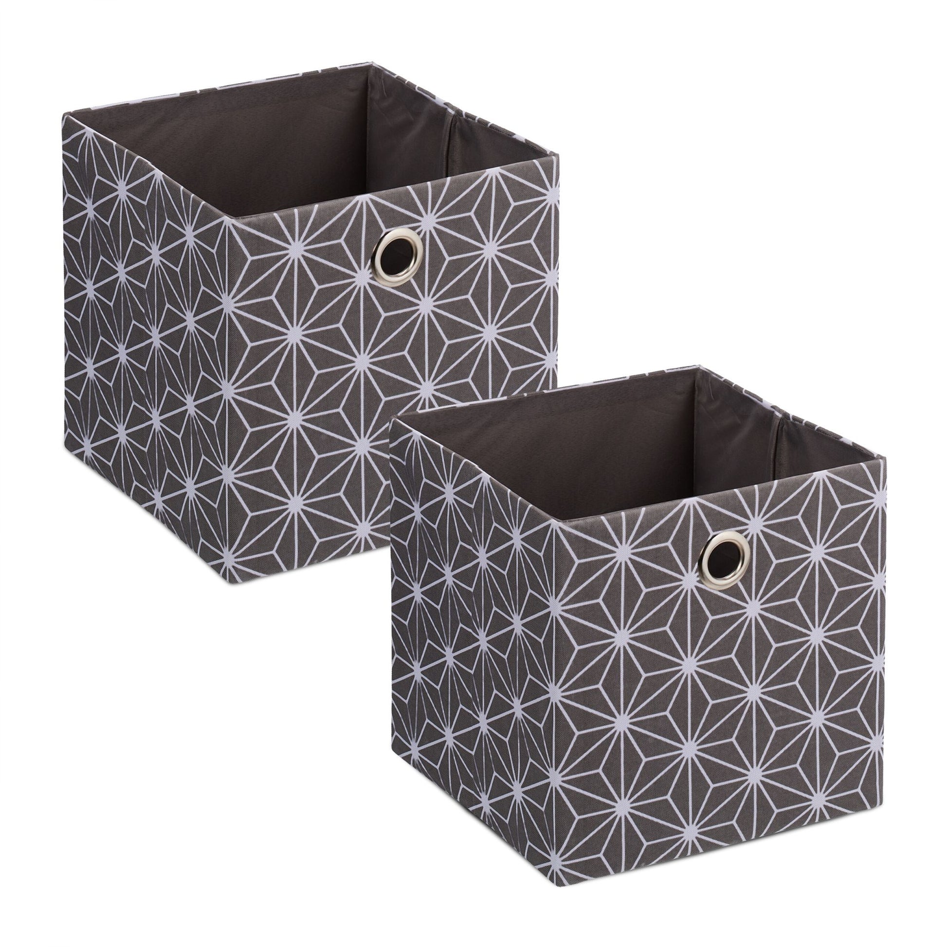 Aufbewahrungsbox grau 2er-Set Weiss-Grau von Relaxdays