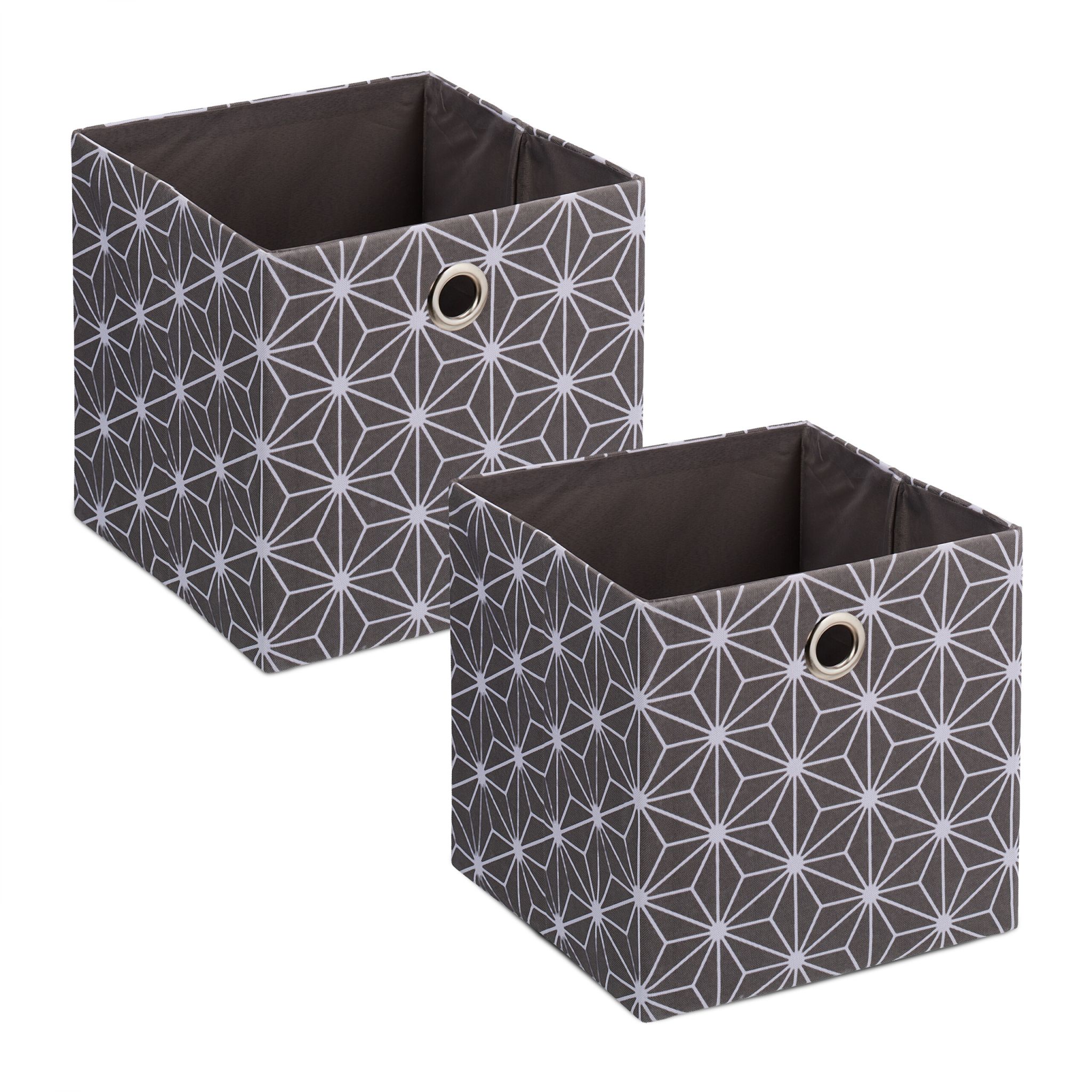 Aufbewahrungsbox grau 2er-Set Weiss-Grau von Relaxdays
