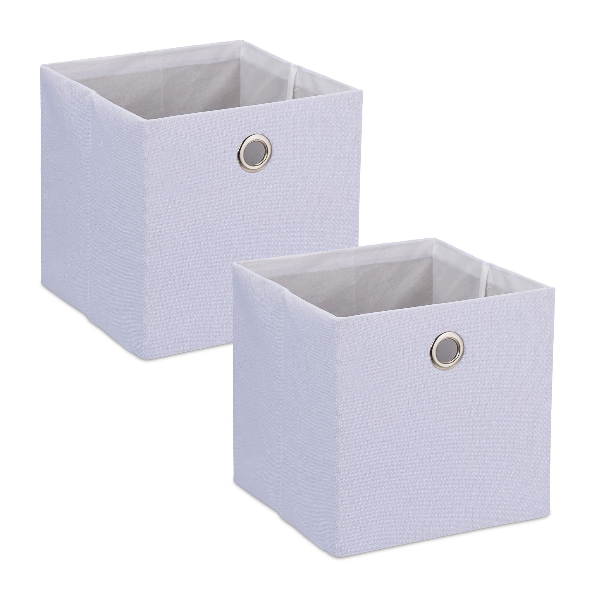 Aufbewahrungsbox 2er-Set Weiss-Silber von Relaxdays