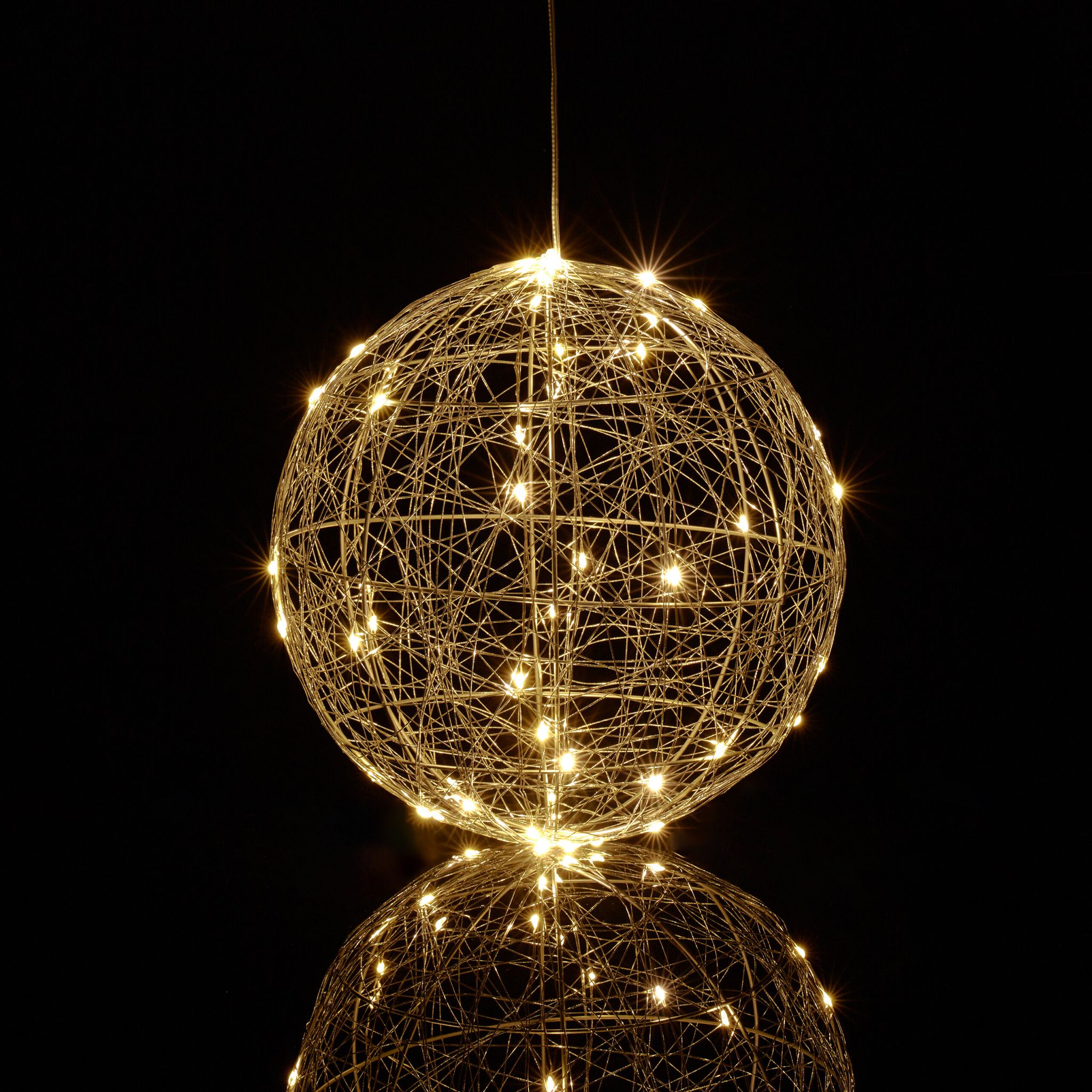 LED Dekokugel 25cm Silber von Relaxdays