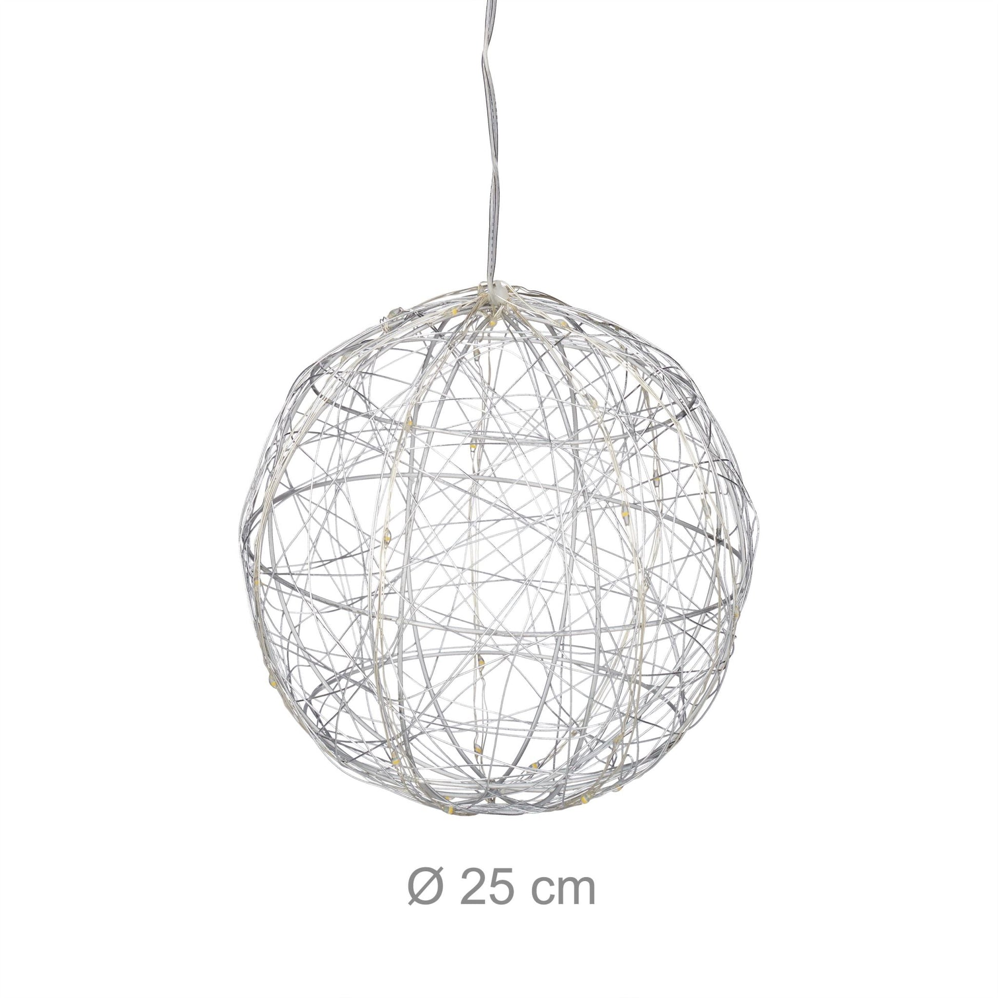 LED Dekokugel 25cm Silber von Relaxdays