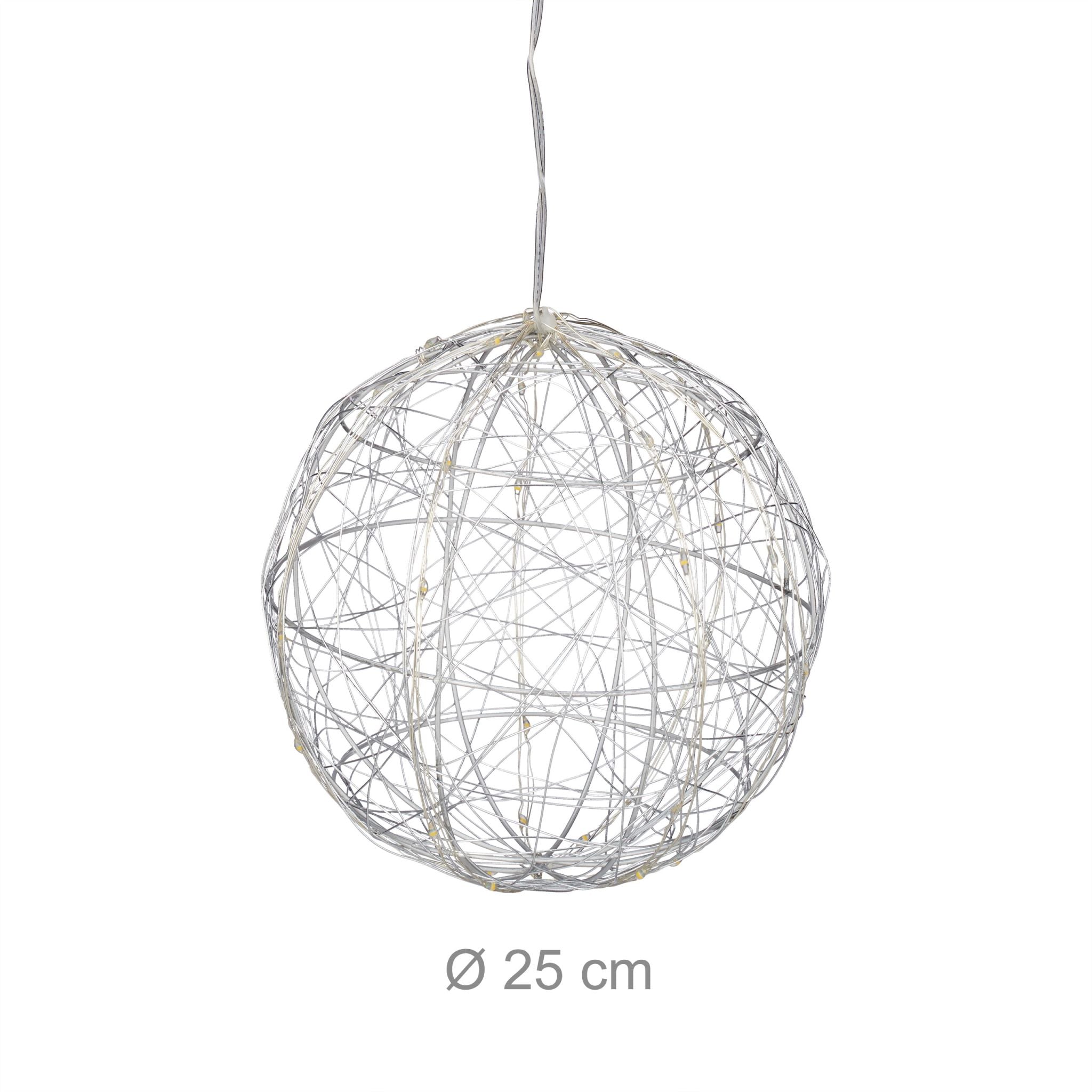LED Dekokugel 25cm Silber von Relaxdays
