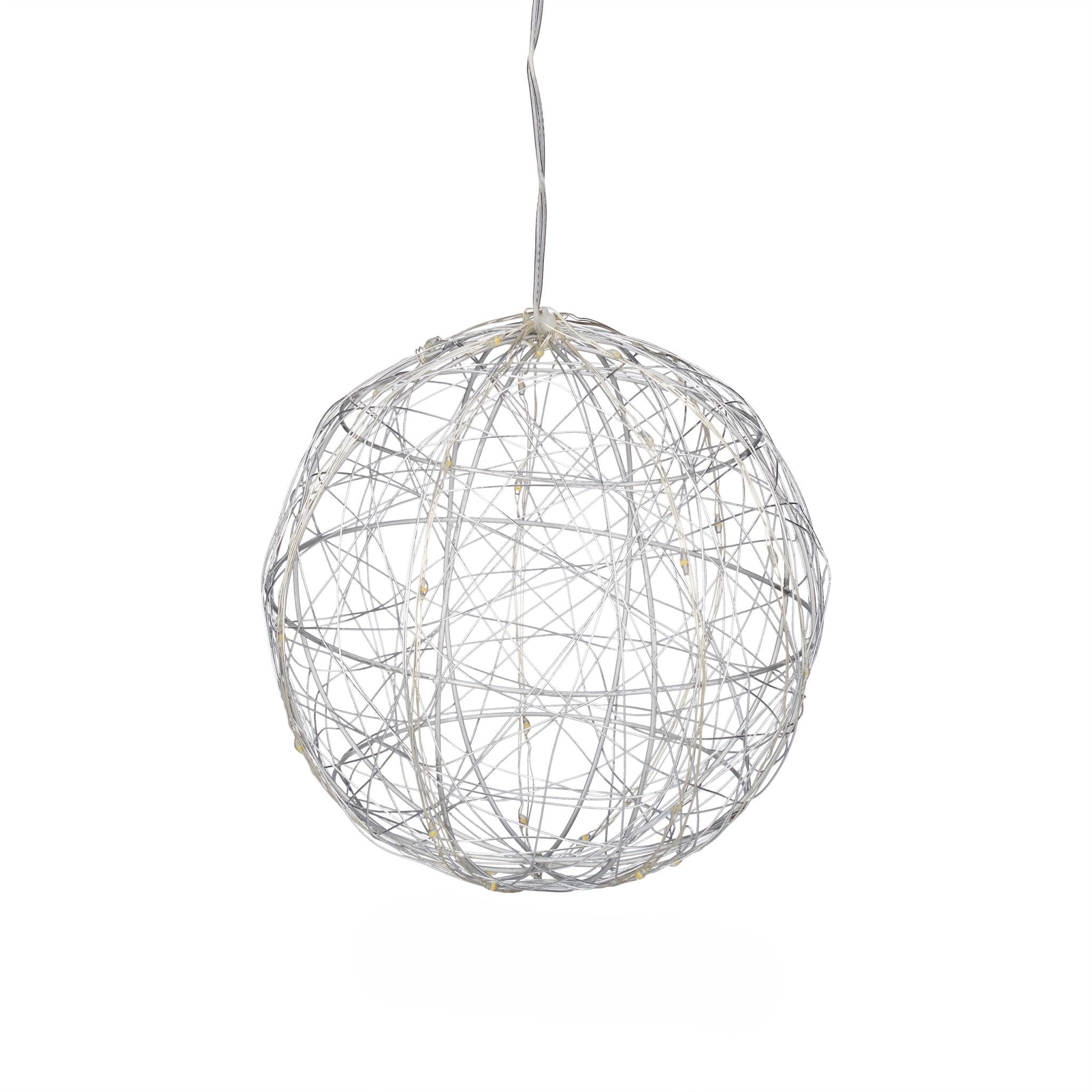 LED Dekokugel 25cm Silber von Relaxdays
