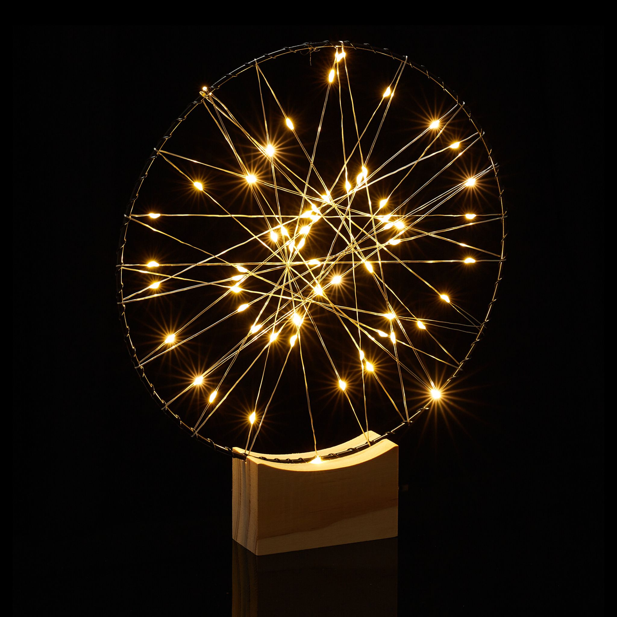 LED Ring Deko 25cm Hellbraun-Schwarz-Silber von Relaxdays