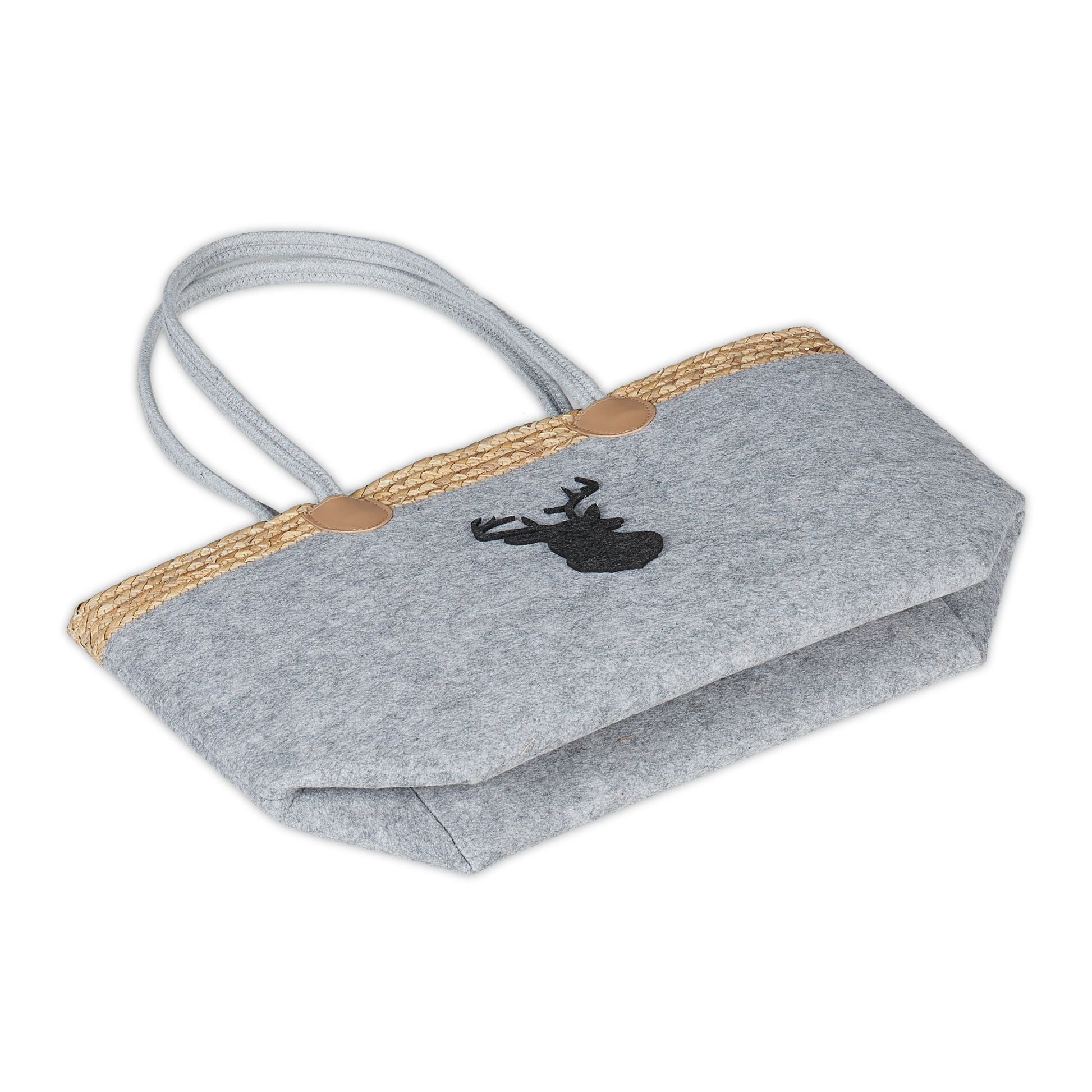Filztasche mit Hirschmotiv Anthrazit-Hellbraun-Grau von Relaxdays