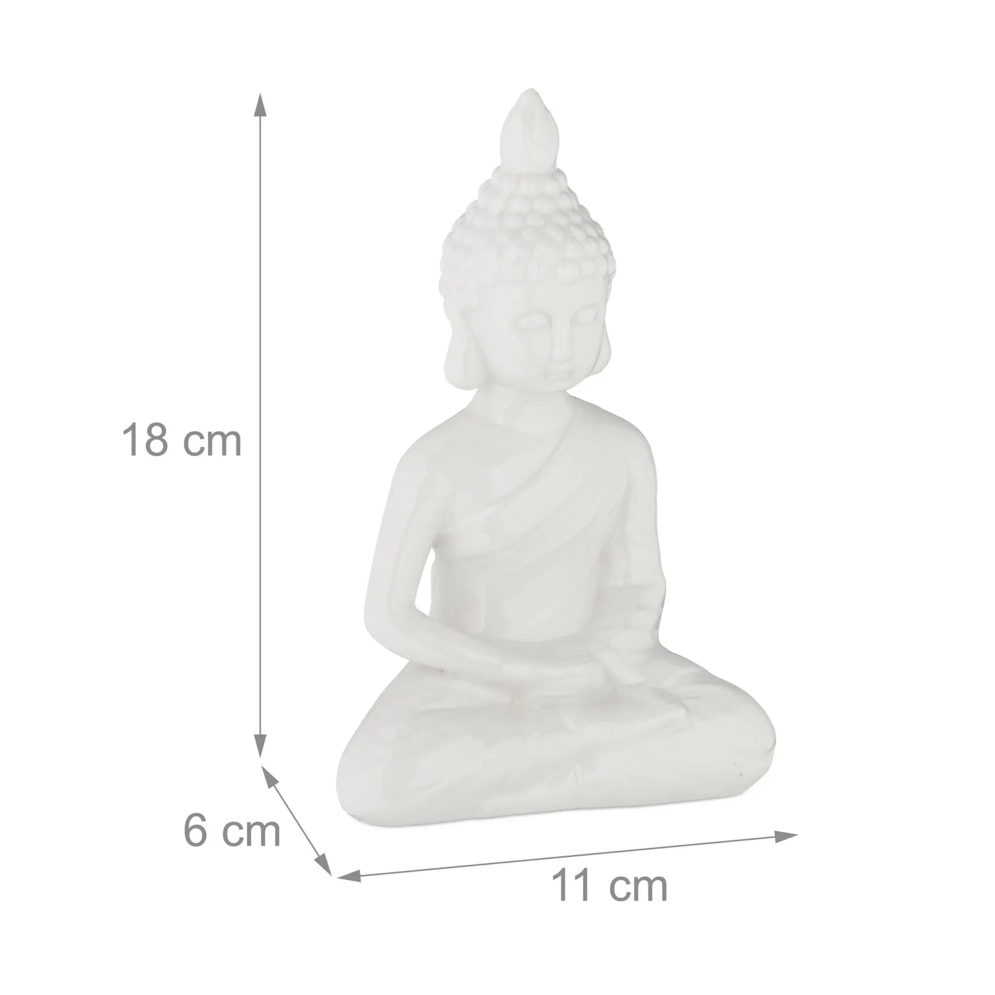 Buddha Figur 18cm Weiss von Relaxdays