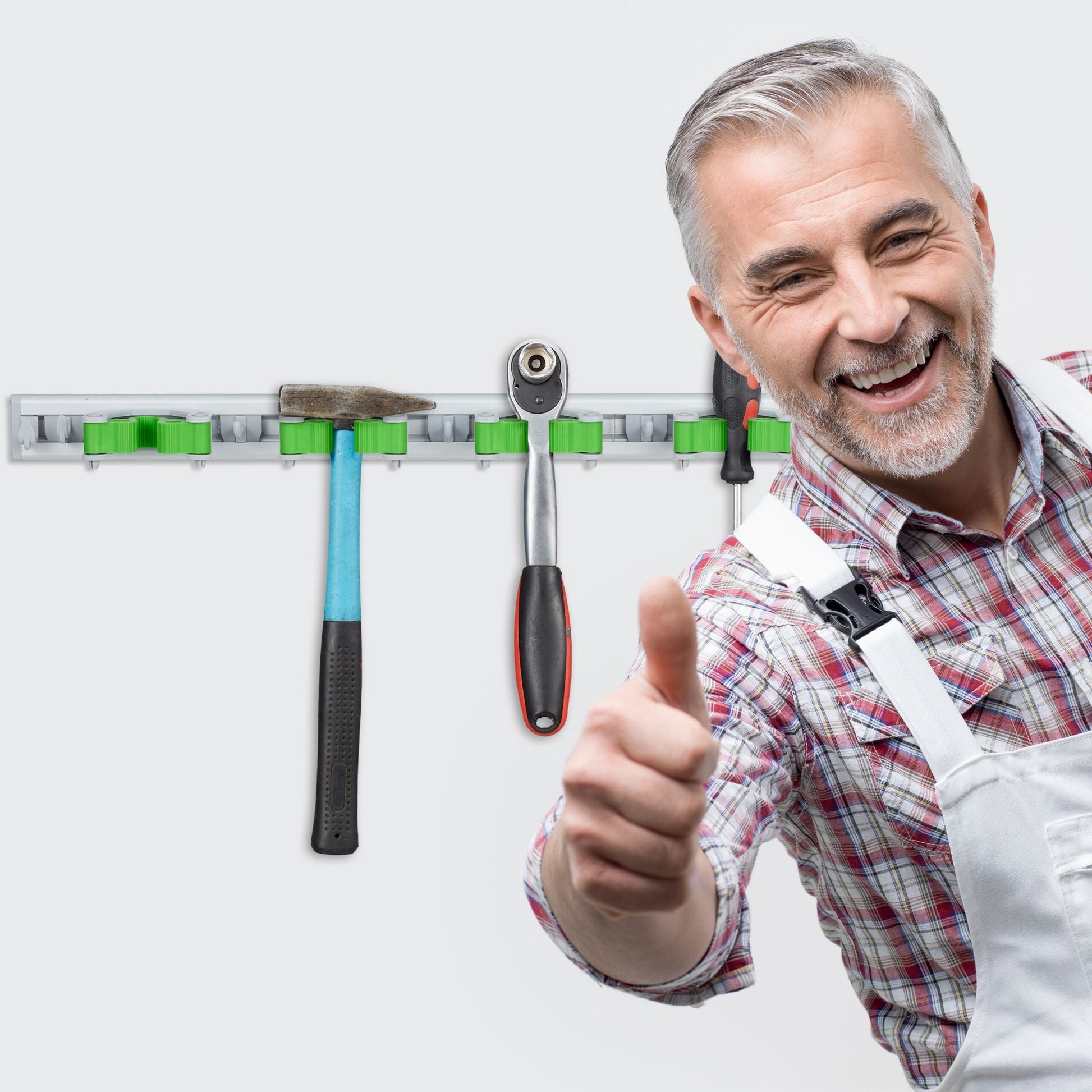 Gerätehalter Wandhalterung 2er-Set Grün-Silber-Grau von Relaxdays