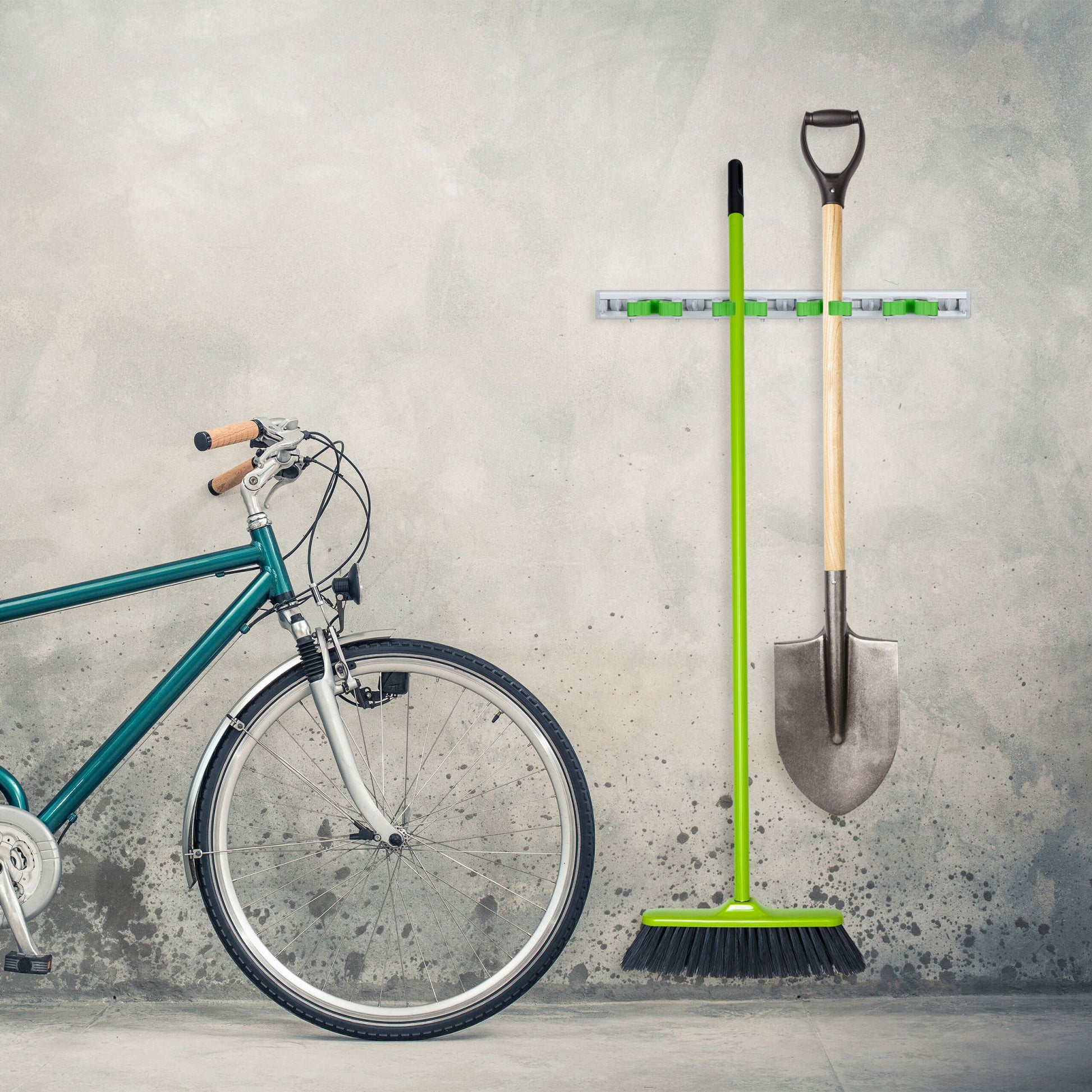 Gerätehalter Wandhalterung 2er-Set Grün-Silber-Grau von Relaxdays
