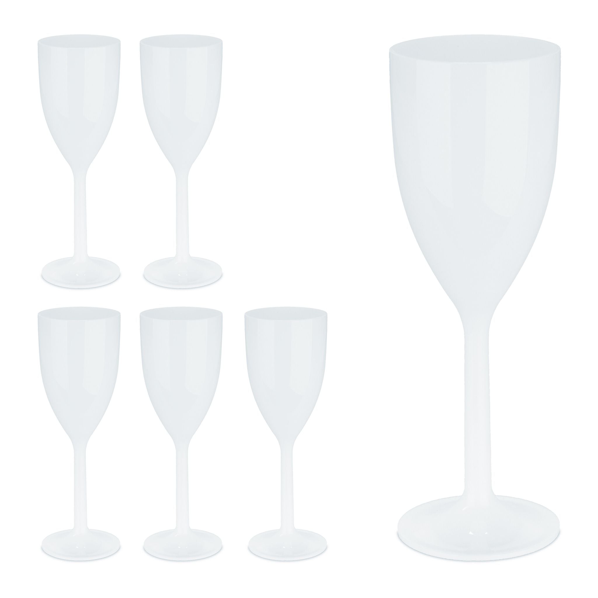 Weingläser Kunststoff 6er-Set Weiss von Relaxdays