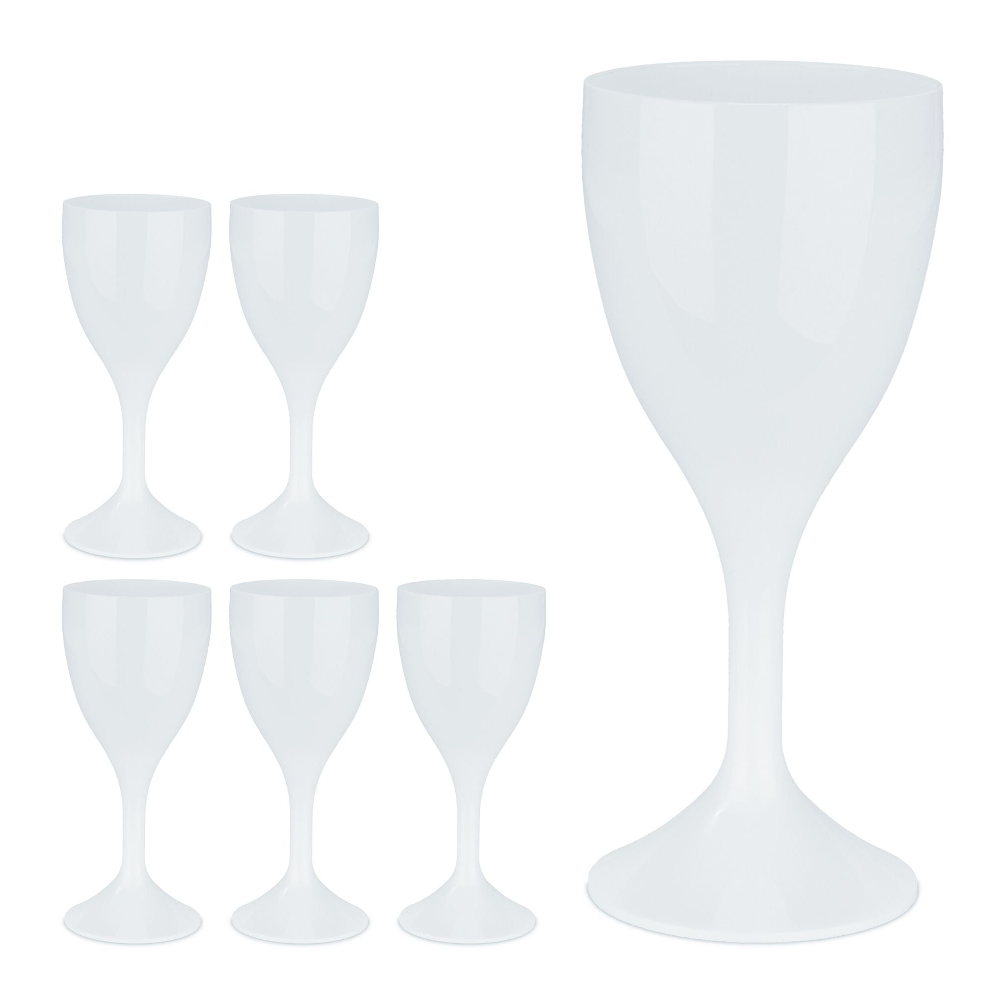 Weingläser Kunststoff 6er-Set Weiss von Relaxdays