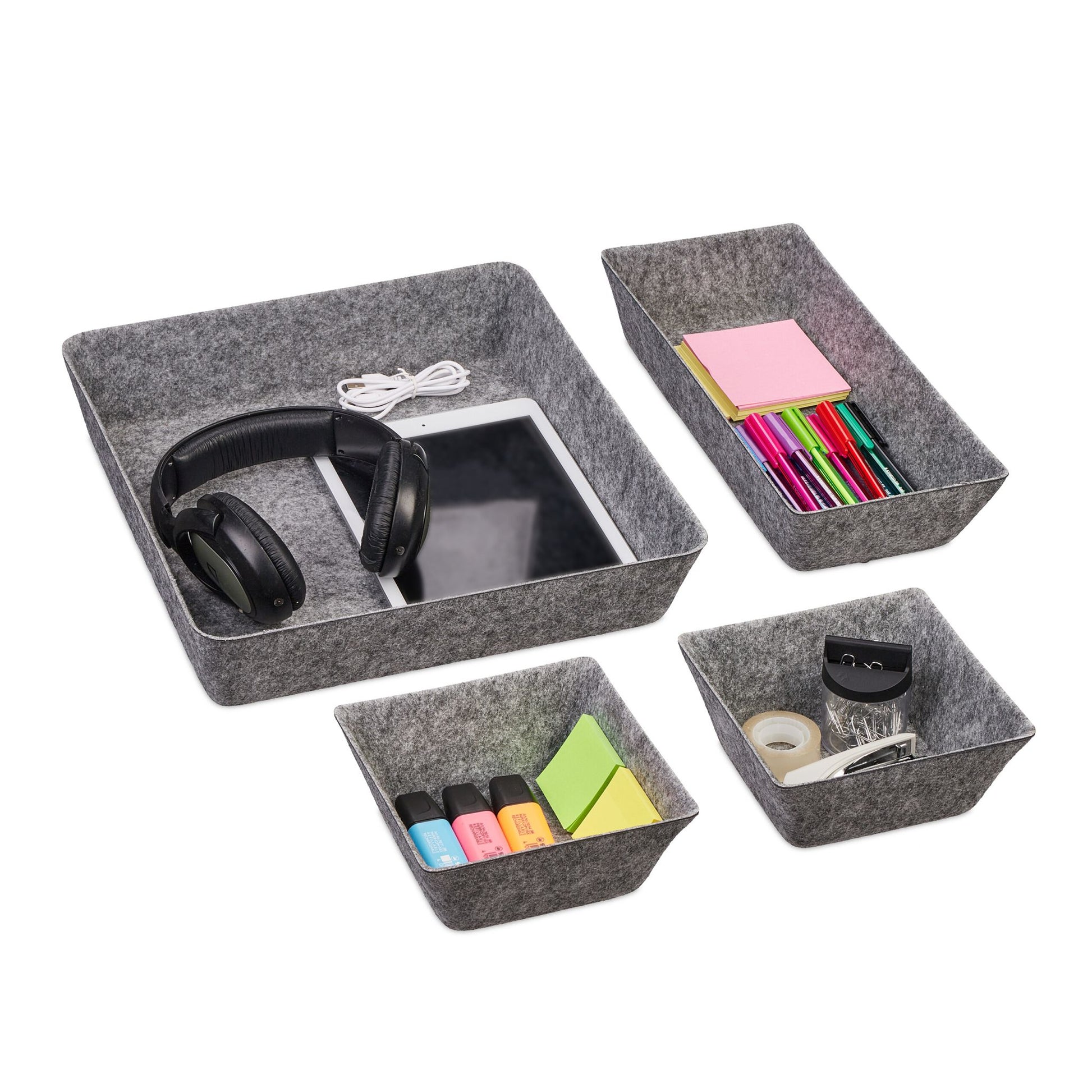 Schubladenorganizer Filz 4tlg. Grau von Relaxdays
