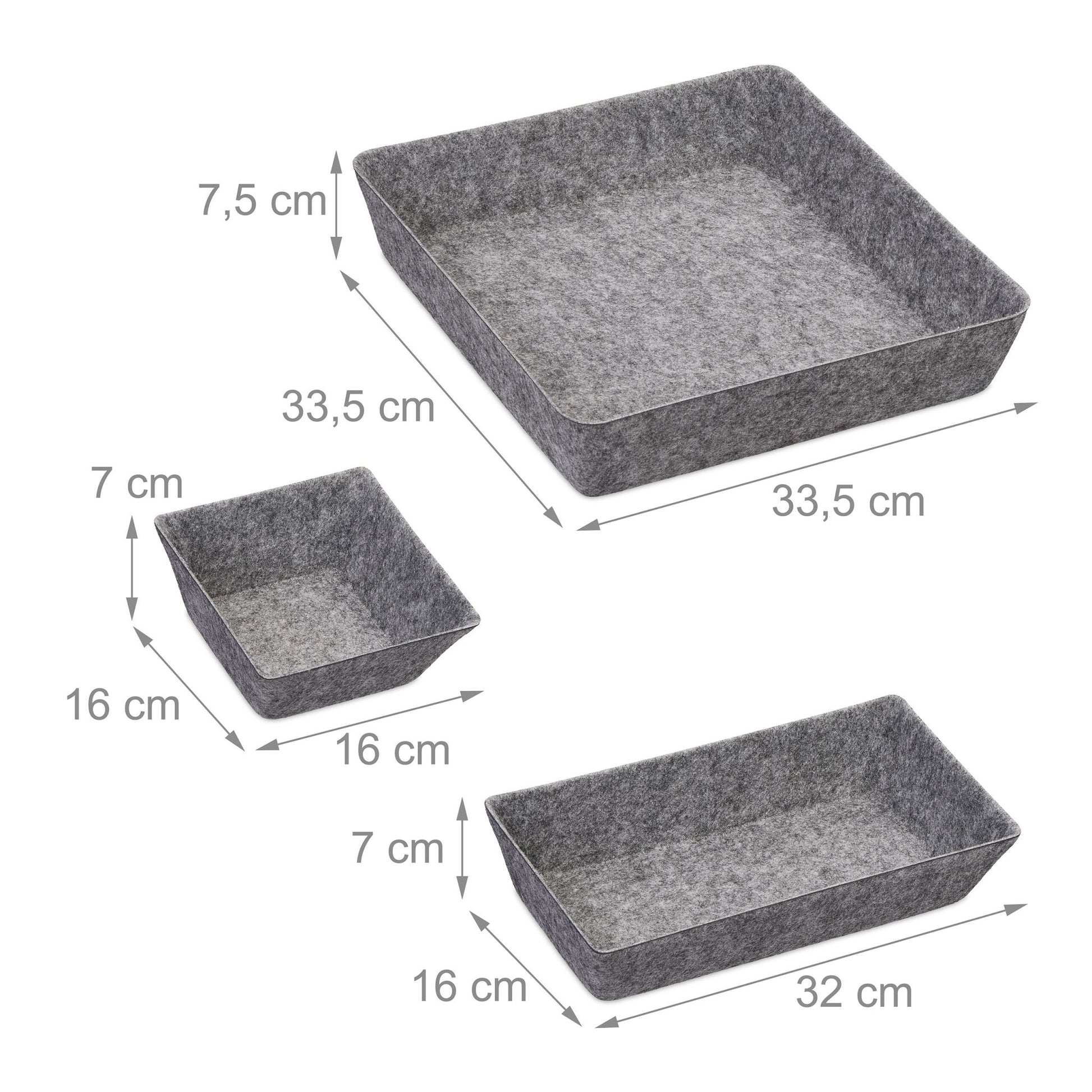 Schubladenorganizer Filz 4tlg. Grau von Relaxdays