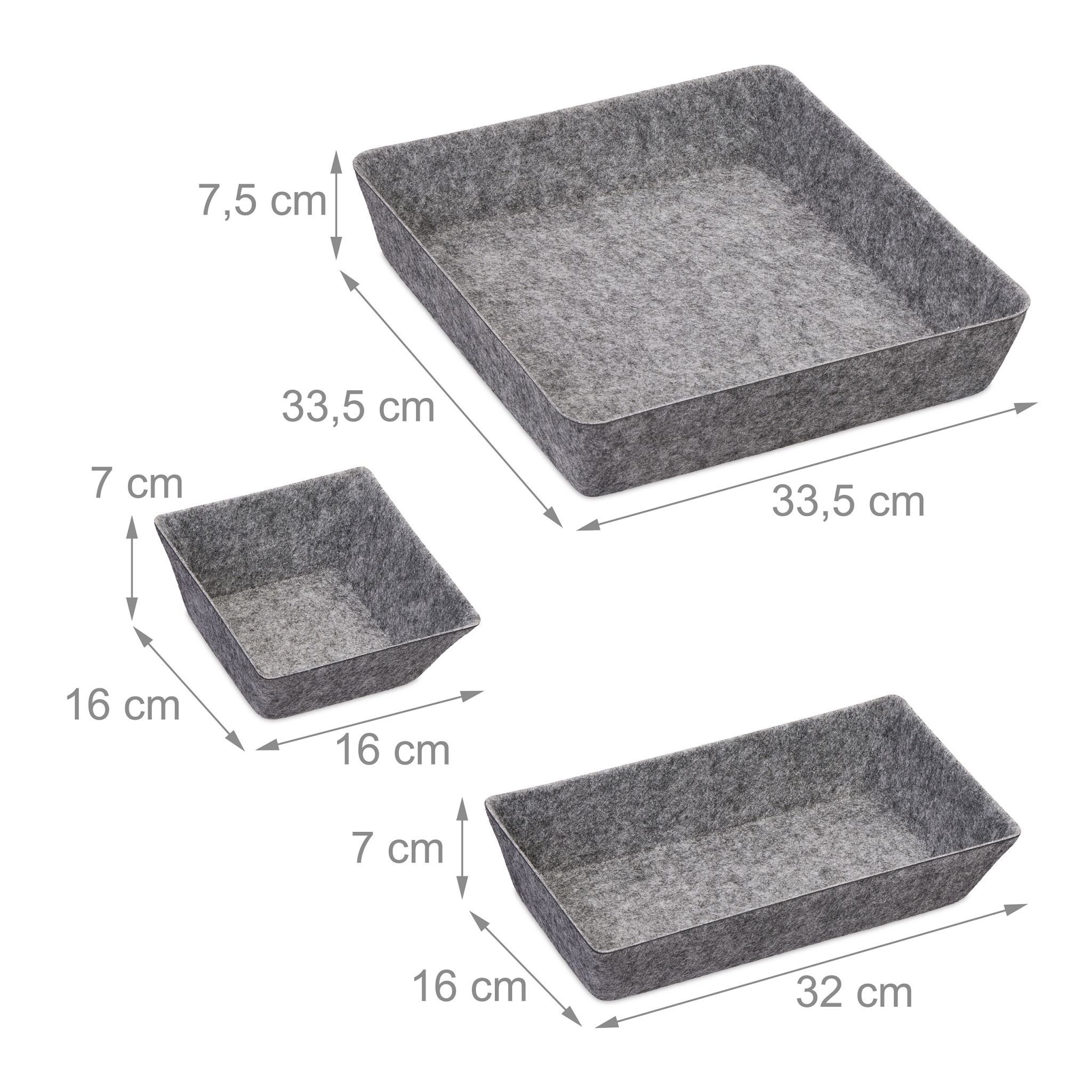 Schubladenorganizer Filz 4tlg. Grau von Relaxdays