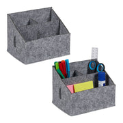 Filz Schreibtisch Organizer 2er-Set Grau von Relaxdays