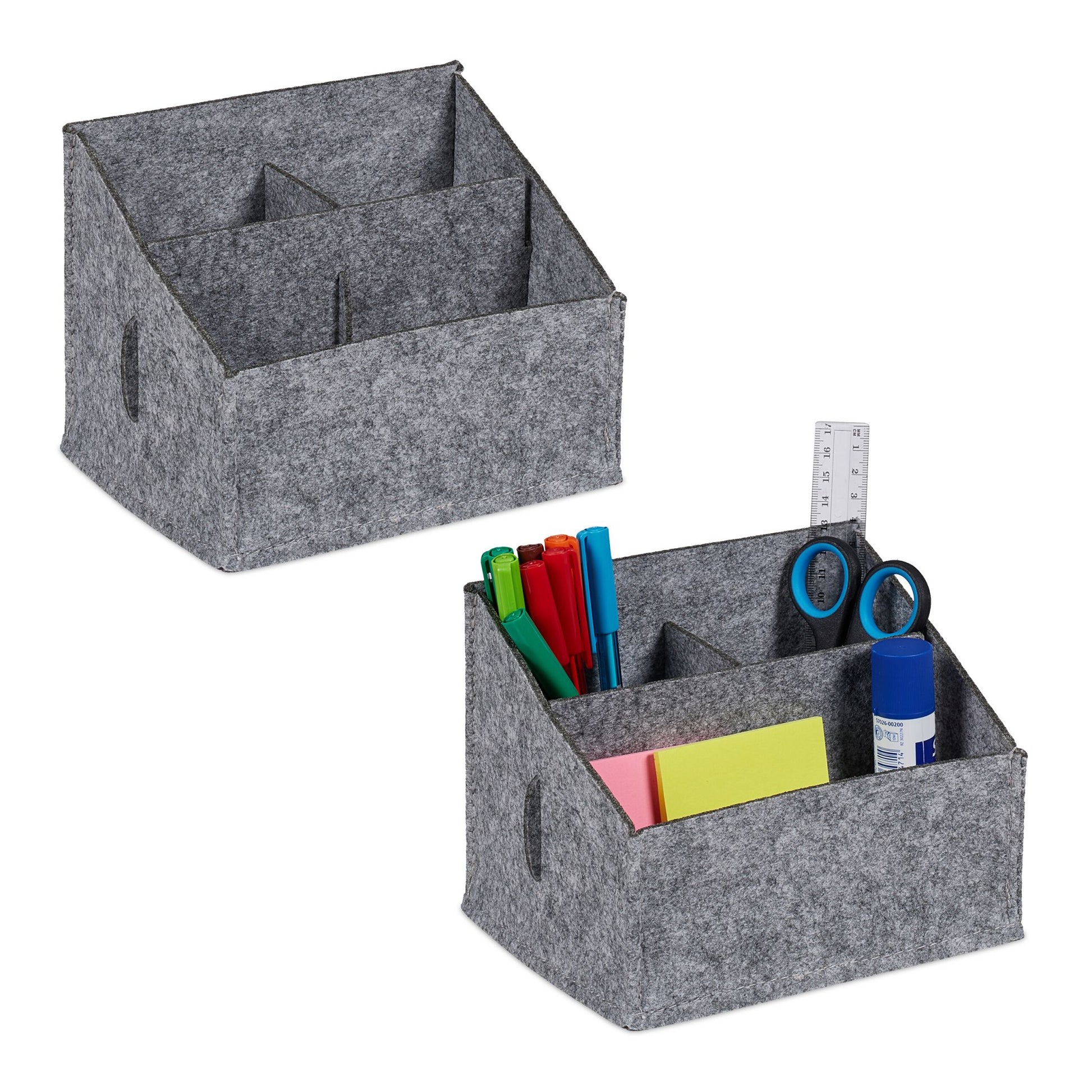 Filz Schreibtisch Organizer 2er-Set Grau von Relaxdays