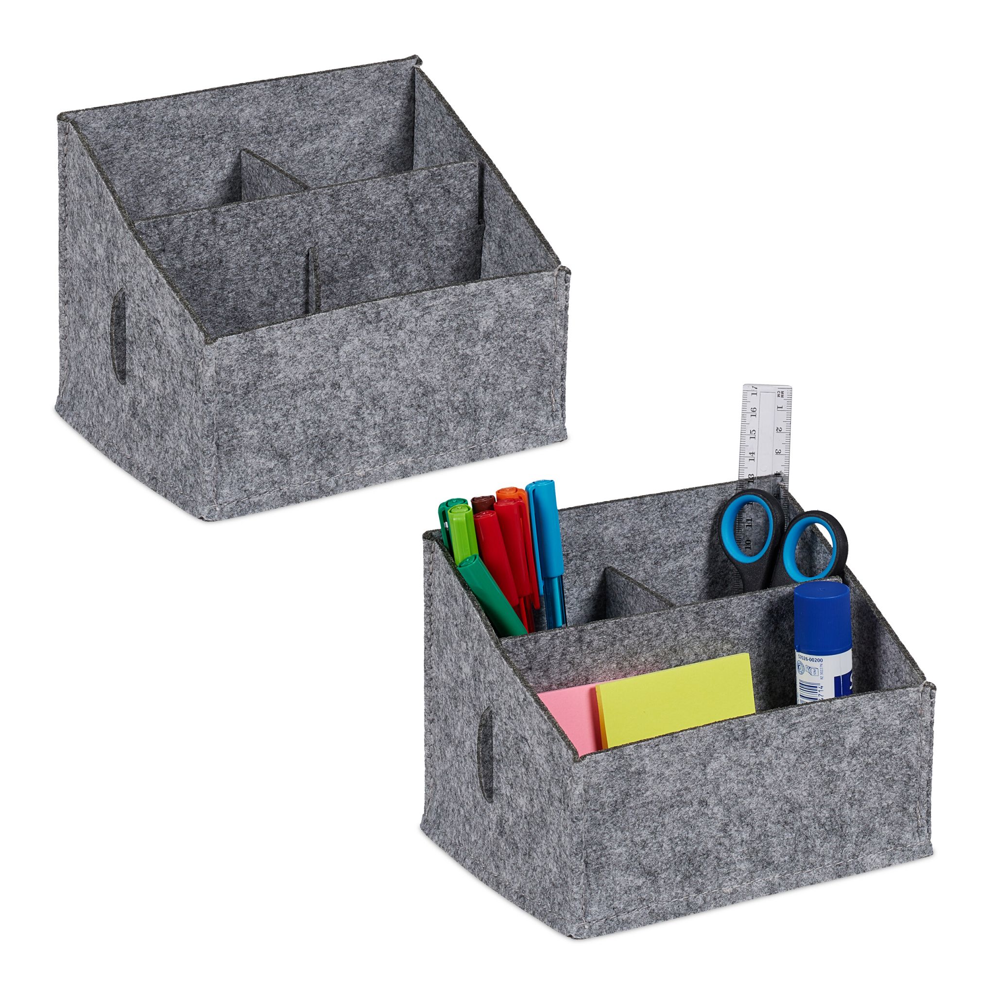 Filz Schreibtisch Organizer 2er-Set Grau von Relaxdays