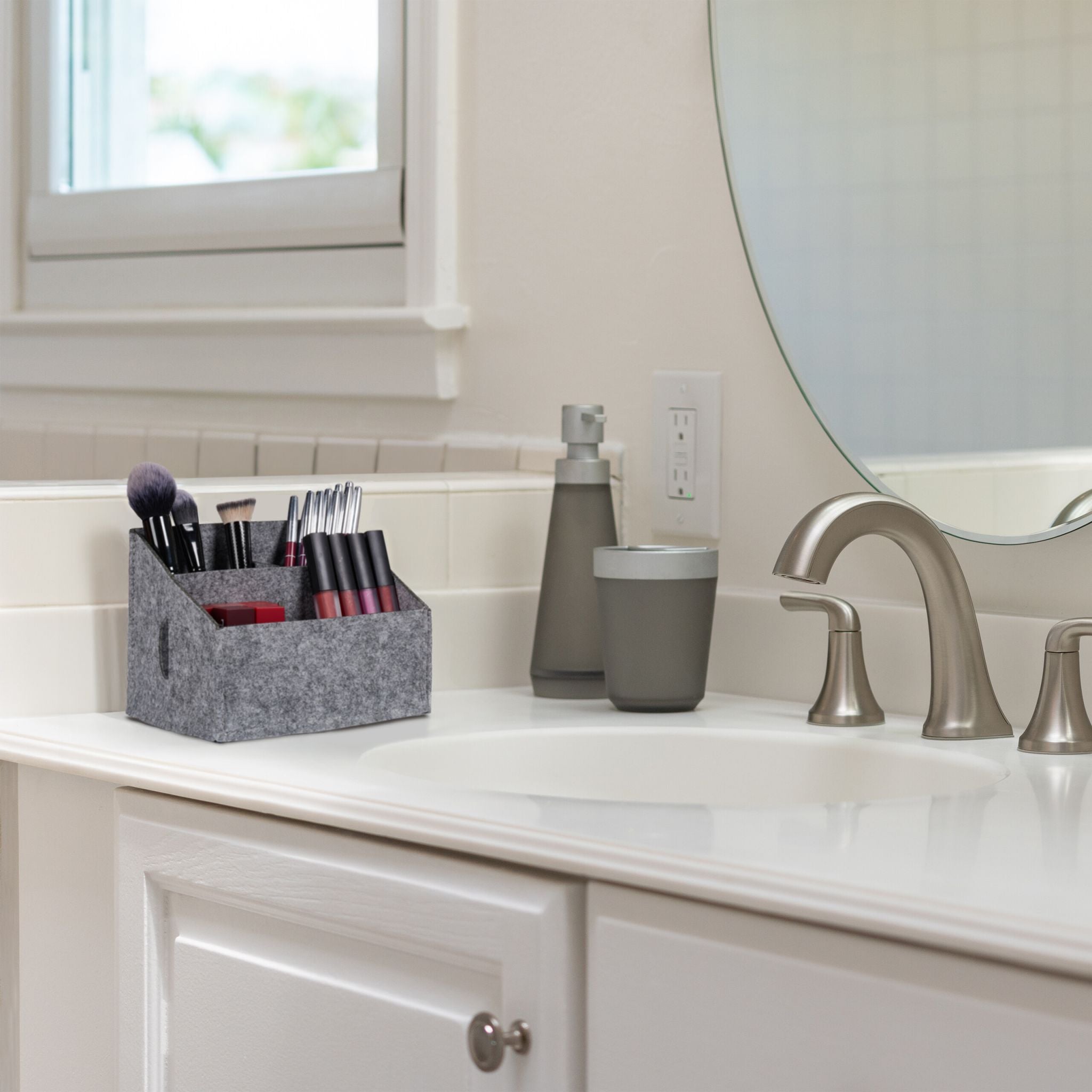 Filz Schreibtisch Organizer 2er-Set Grau von Relaxdays
