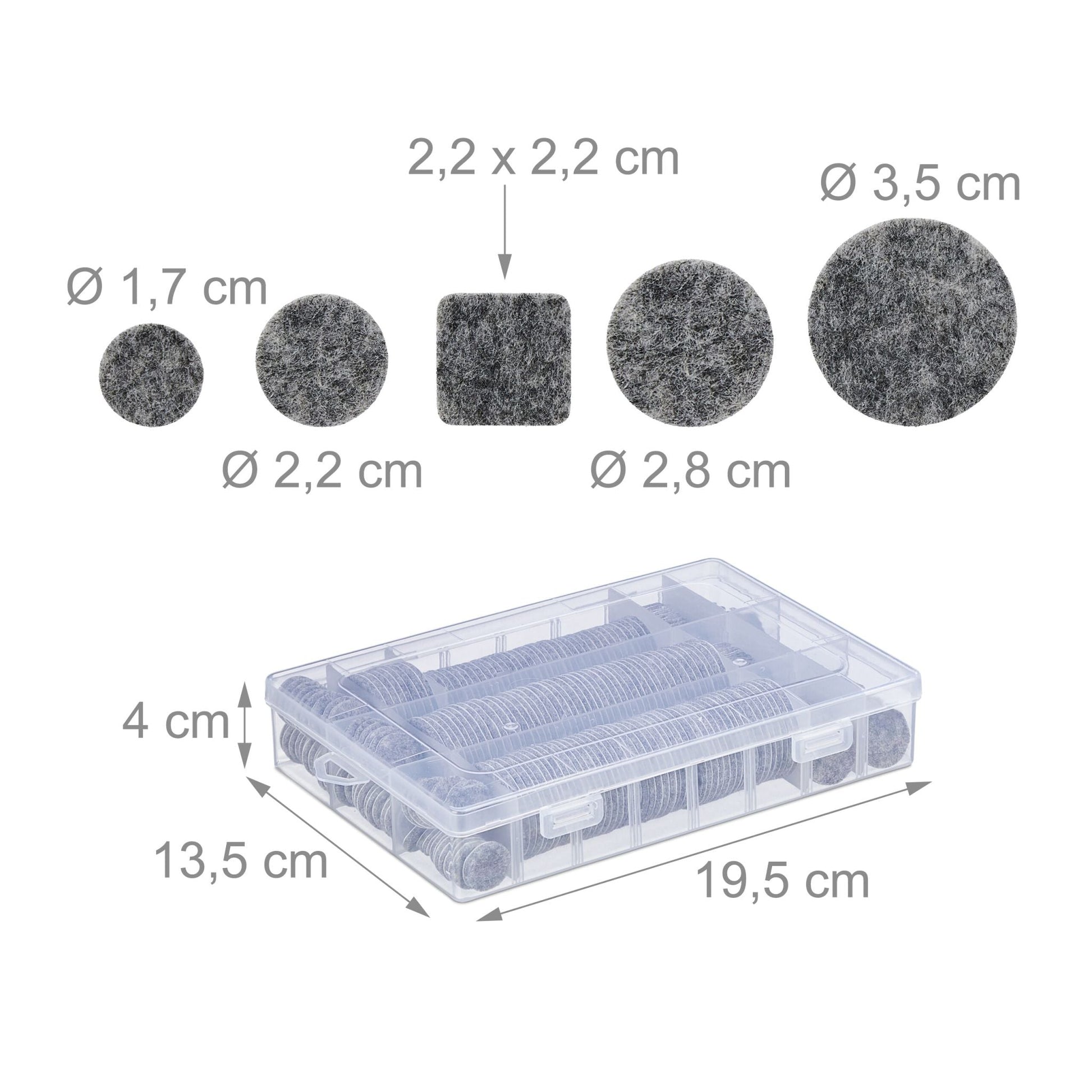 Selbstklebende Filzgleiter 272er-Set Grau von Relaxdays