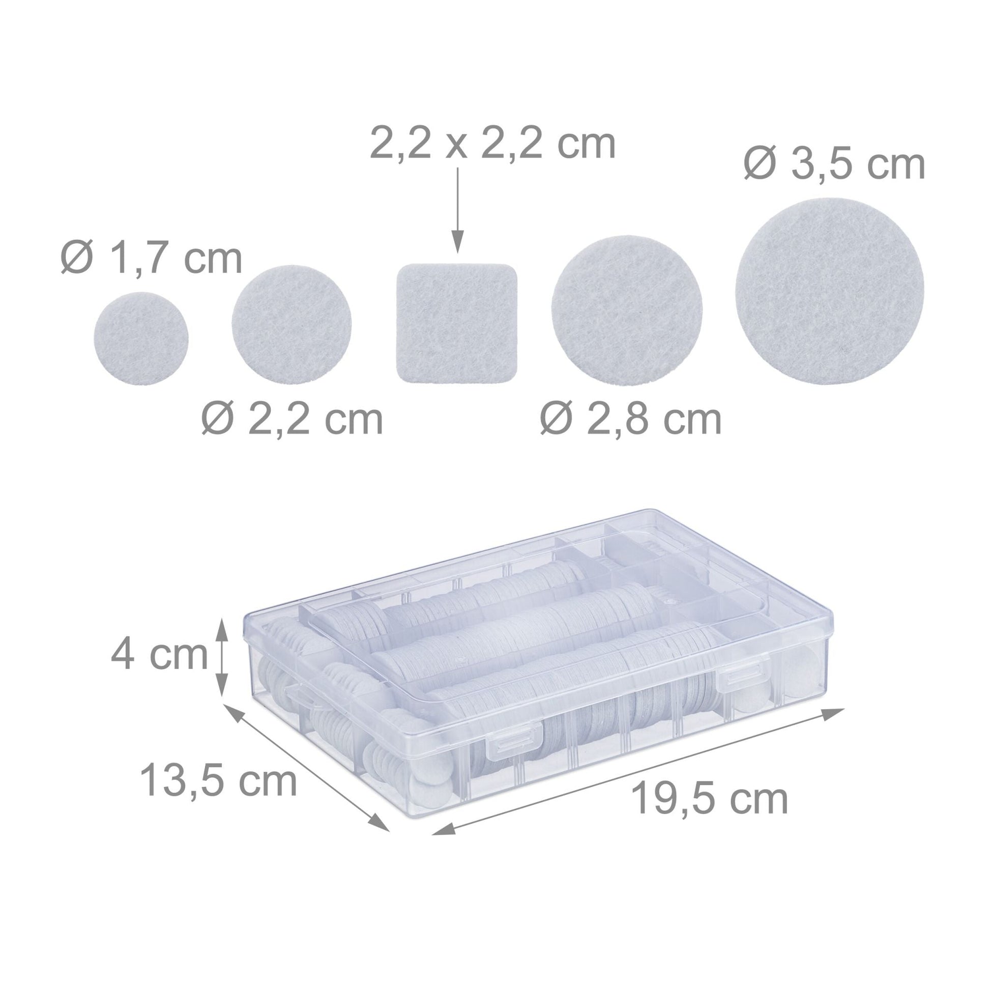 Selbstklebende Filzgleiter 272er-Set Weiss von Relaxdays