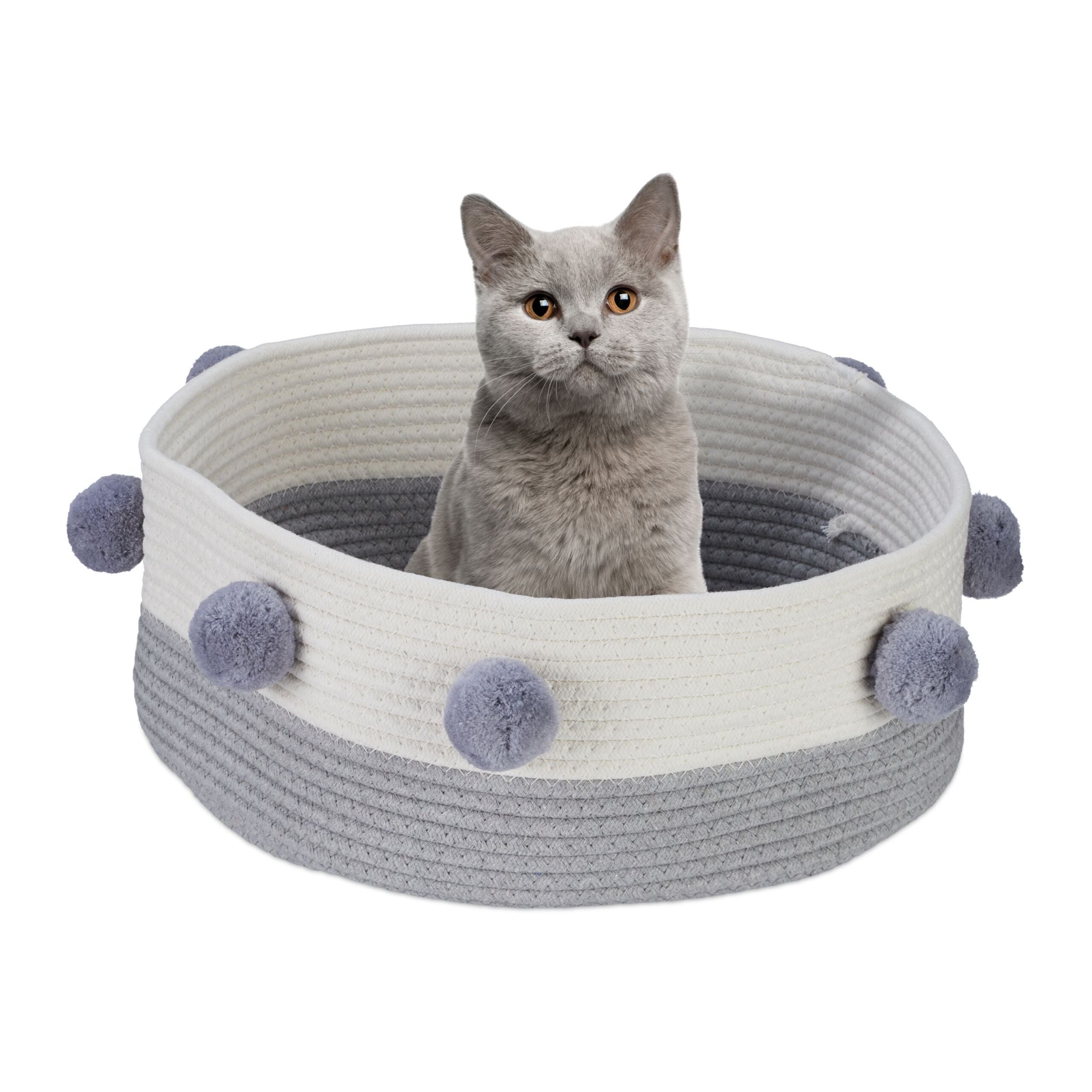 Katzenbett Baumwolle Weiss-Grau von Relaxdays