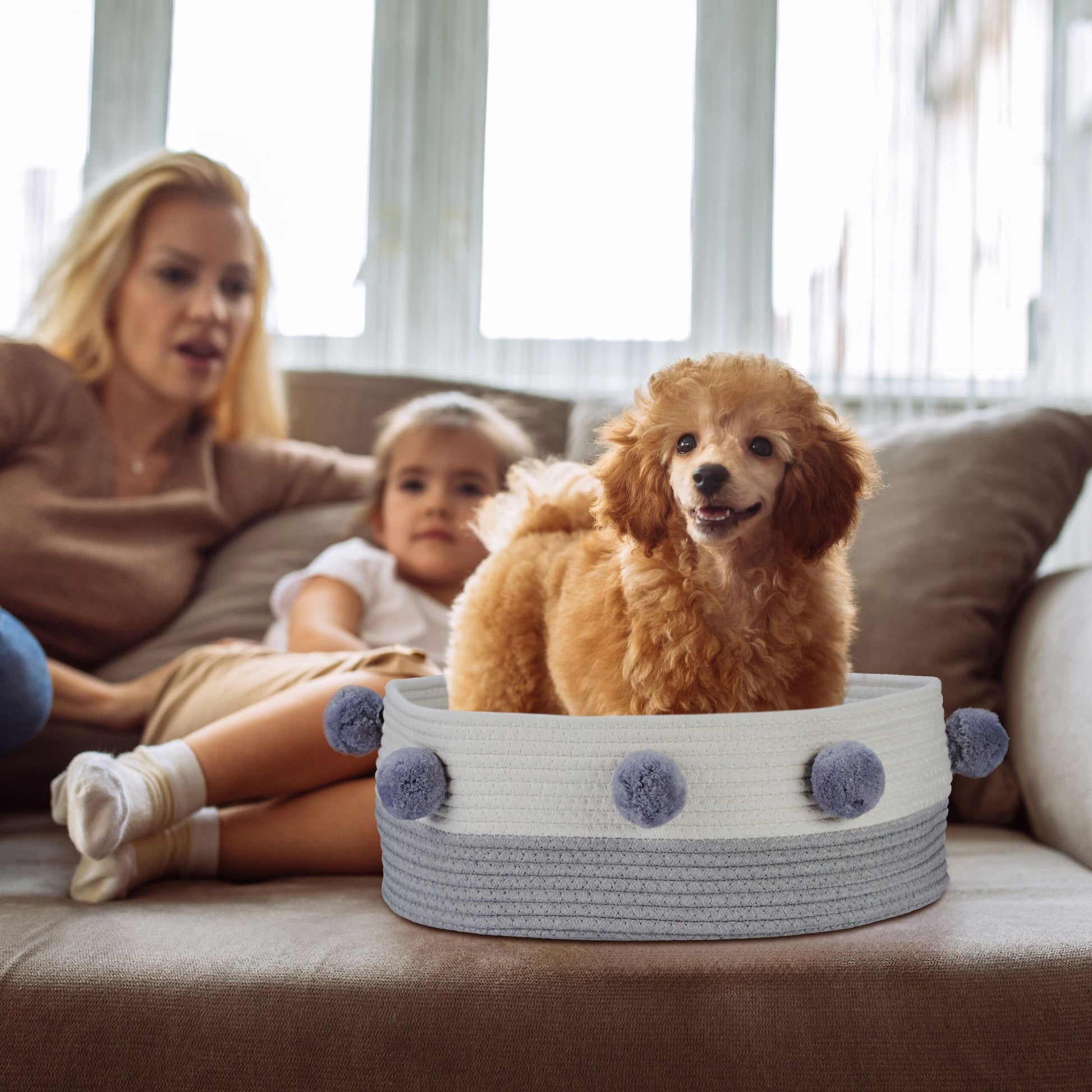 Katzenbett Baumwolle Weiss-Grau von Relaxdays