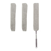 Flacher Staubwedel mit Teleskopstange Silber-Grau von Relaxdays