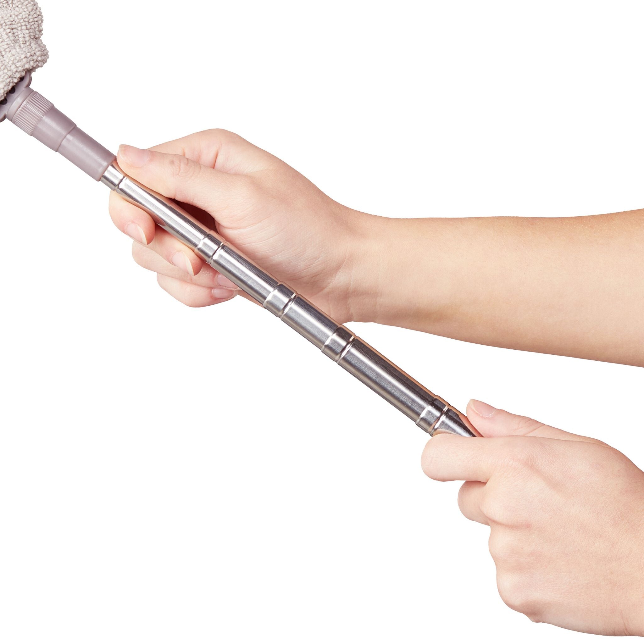 Flacher Staubwedel mit Teleskopstange Silber-Grau von Relaxdays