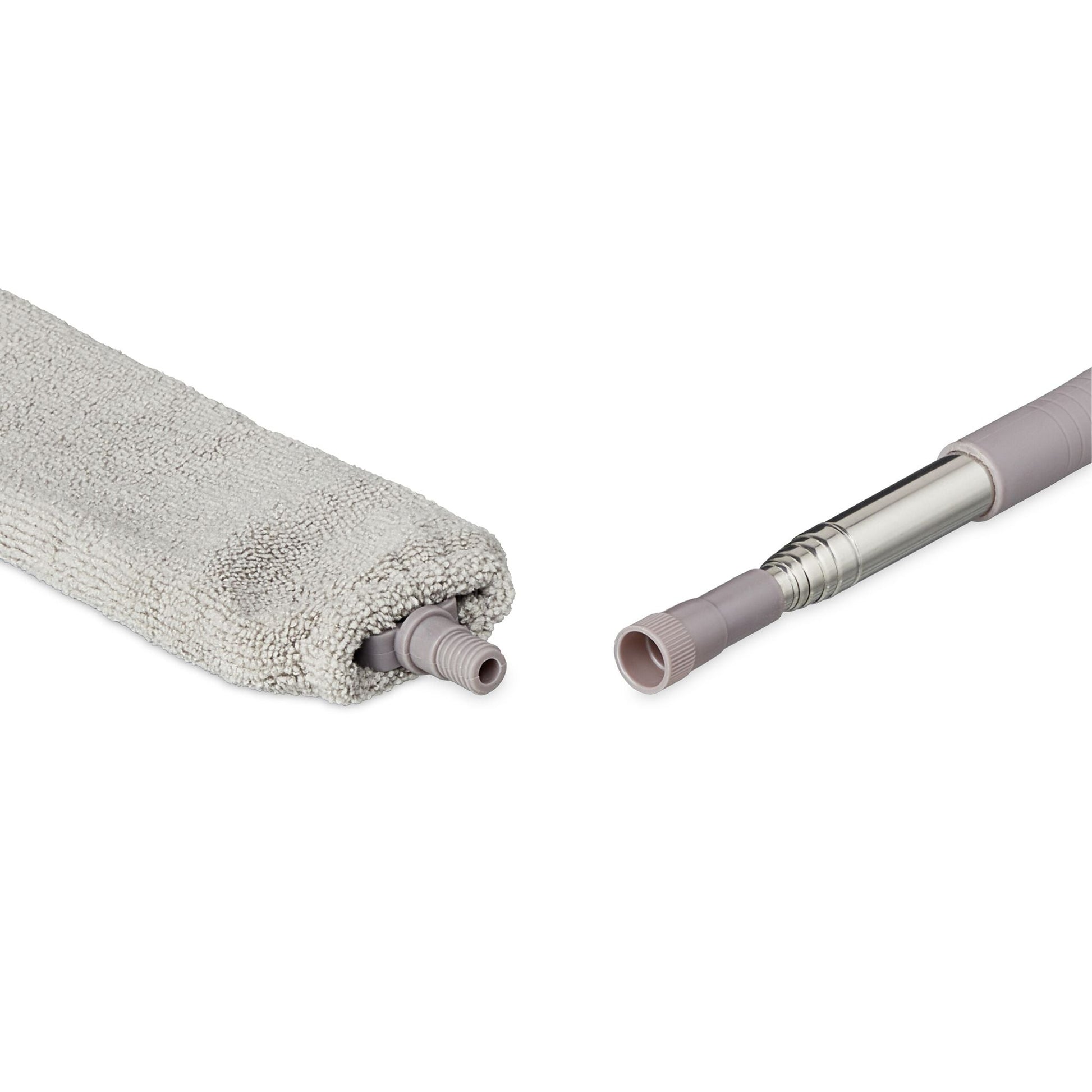 Flacher Staubwedel mit Teleskopstange Silber-Grau von Relaxdays