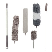 Staubwedel Set mit 4 Aufsätzen Silber-Grau von Relaxdays