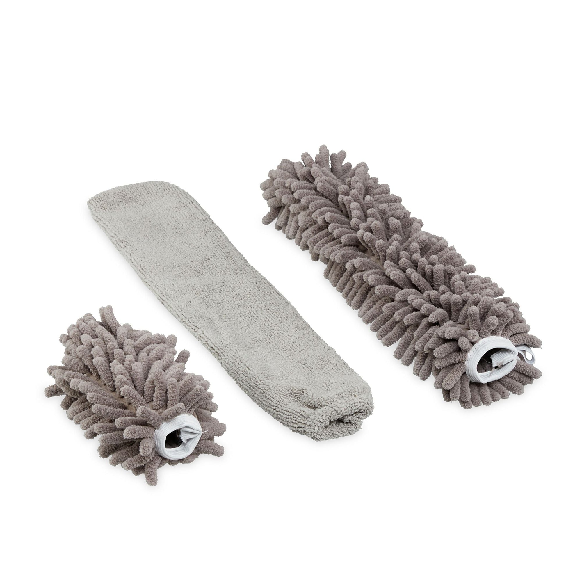 Staubwedel Set mit 4 Aufsätzen Silber-Grau von Relaxdays
