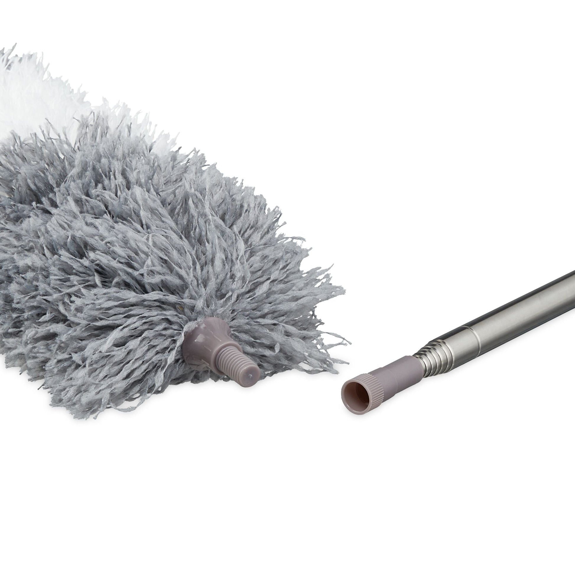 Staubwedel Set mit 4 Aufsätzen Silber-Grau von Relaxdays