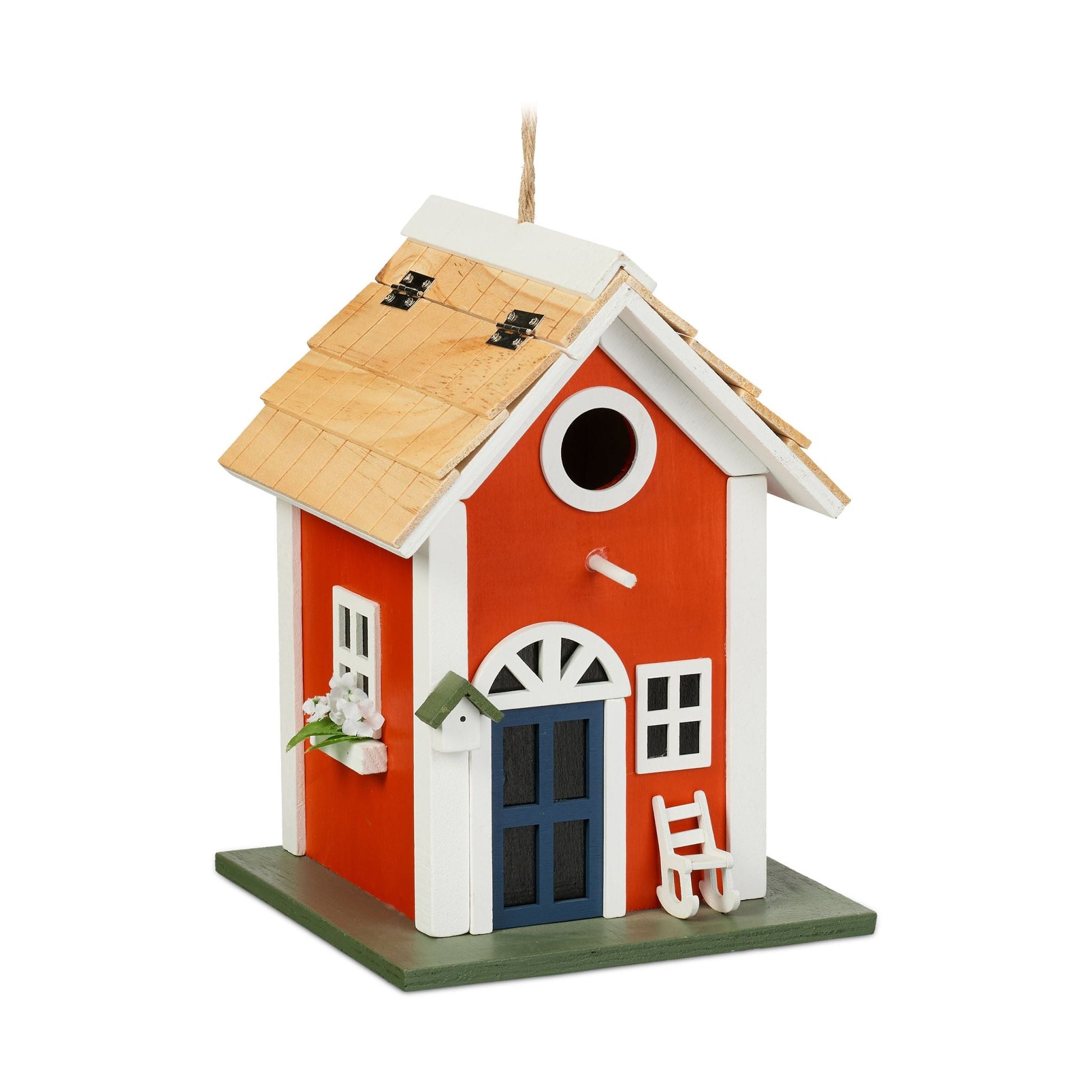 Deko Vogelhaus Landhausstil Weiss-Hellbraun-Rot von Relaxdays