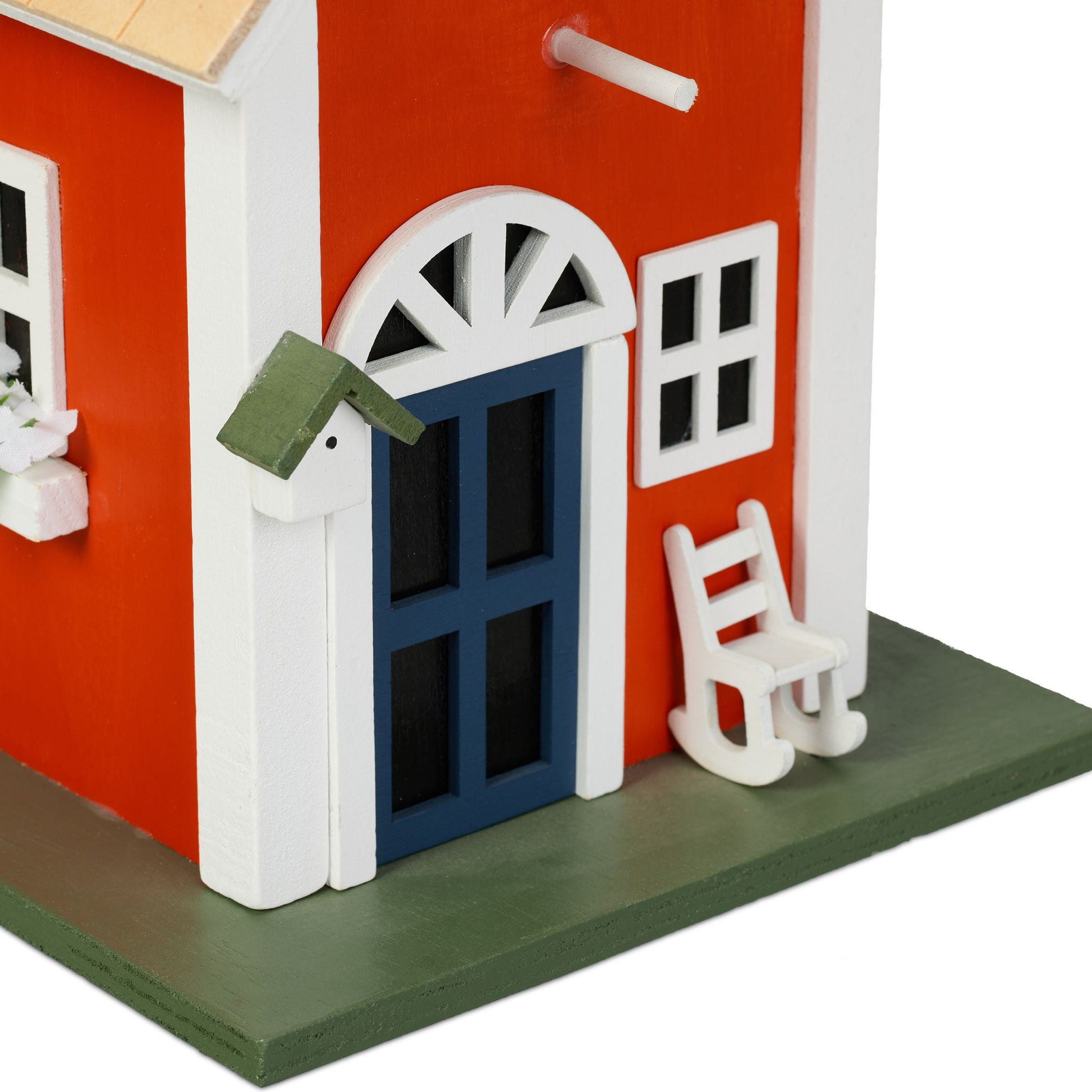 Deko Vogelhaus Landhausstil Weiss-Hellbraun-Rot von Relaxdays