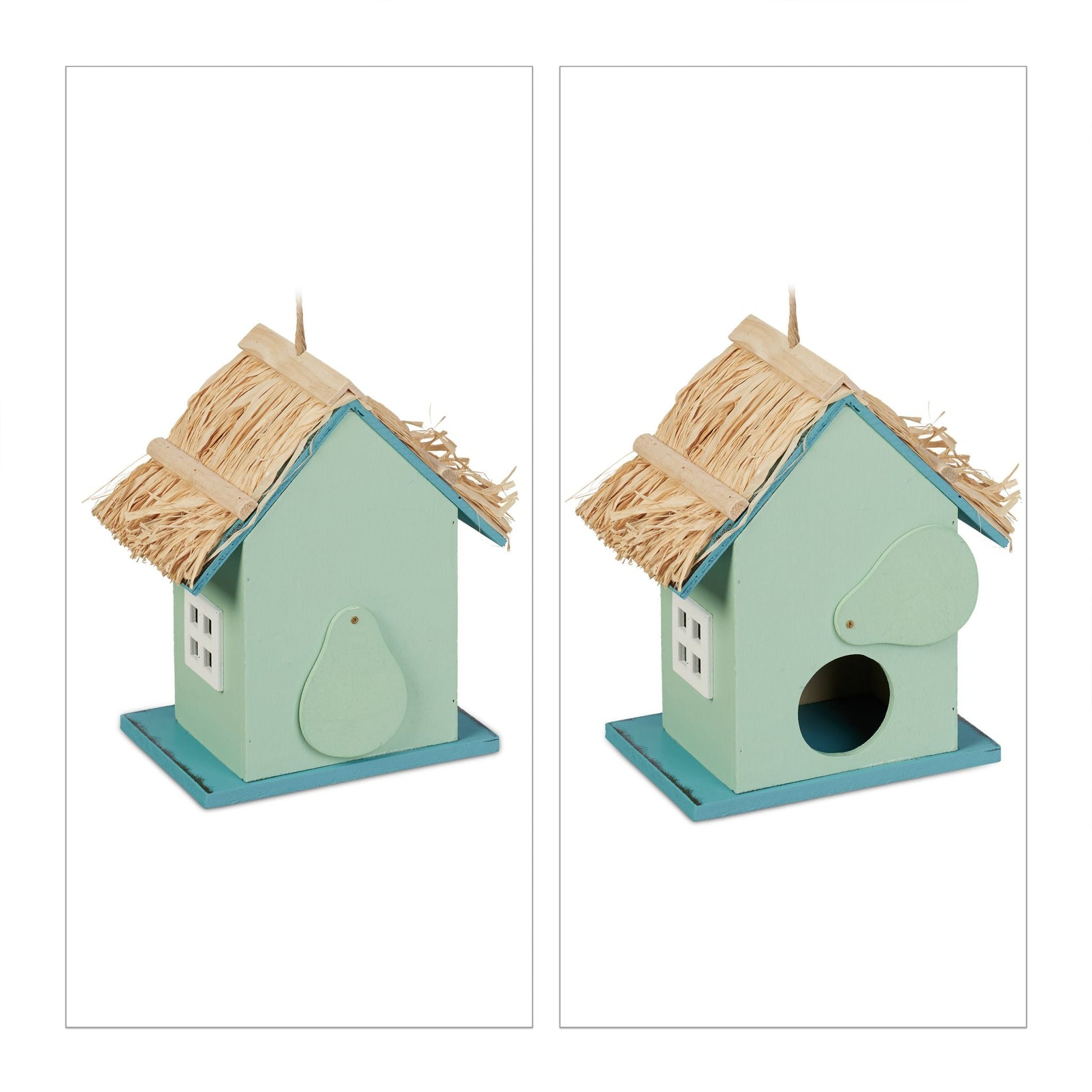 Deko Vogelhaus Strandhausstil Hellblau-Hellbraun-Türkis von Relaxdays