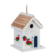 Deko Vogelhaus Landhausstil Weiss-Hellbraun-Rot von Relaxdays