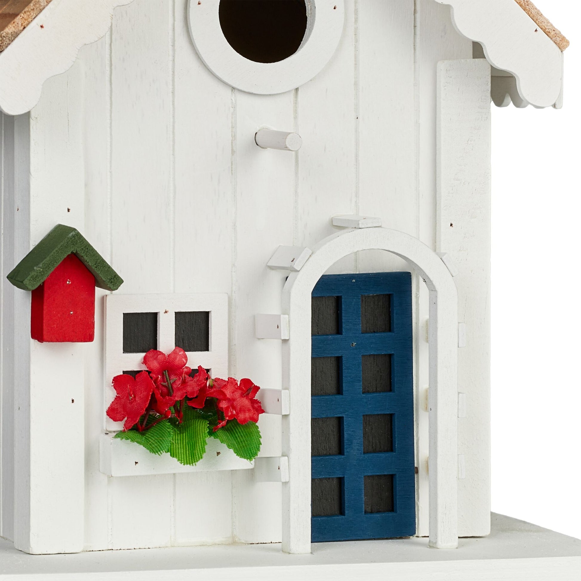 Deko Vogelhaus Landhausstil Weiss-Hellbraun-Rot von Relaxdays