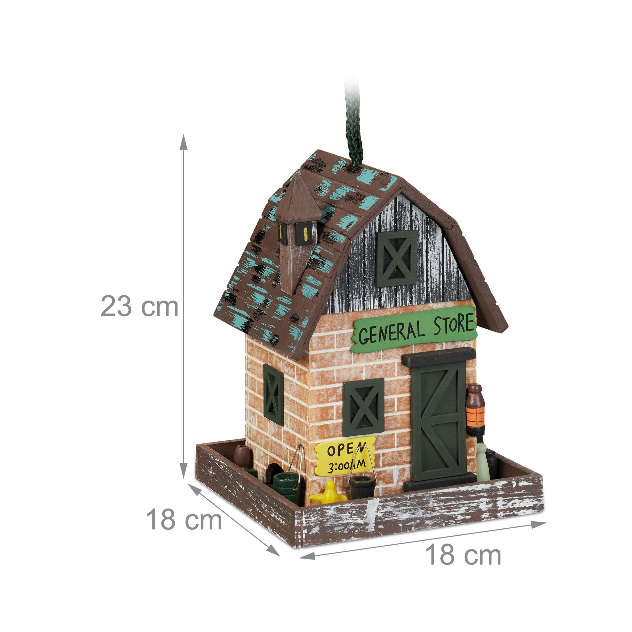 Deko Vogelhaus Laden-Design Braun-Gelb-Türkis von Relaxdays