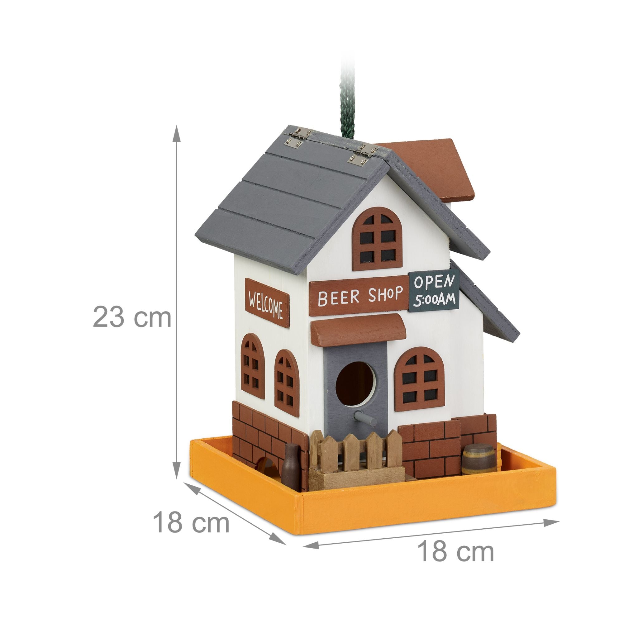 Deko Vogelhaus Wirtshaus Weiss-Orange-Grau von Relaxdays