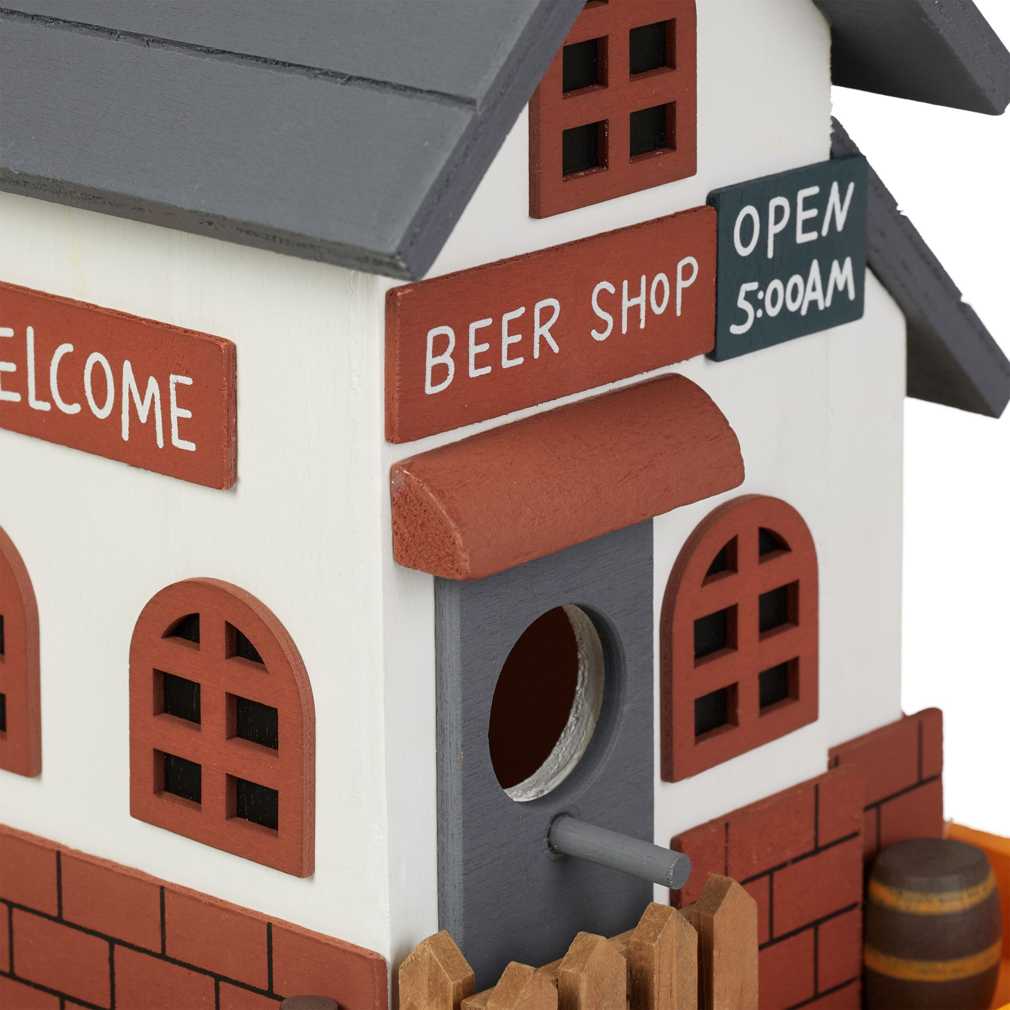 Deko Vogelhaus Wirtshaus Weiss-Orange-Grau von Relaxdays